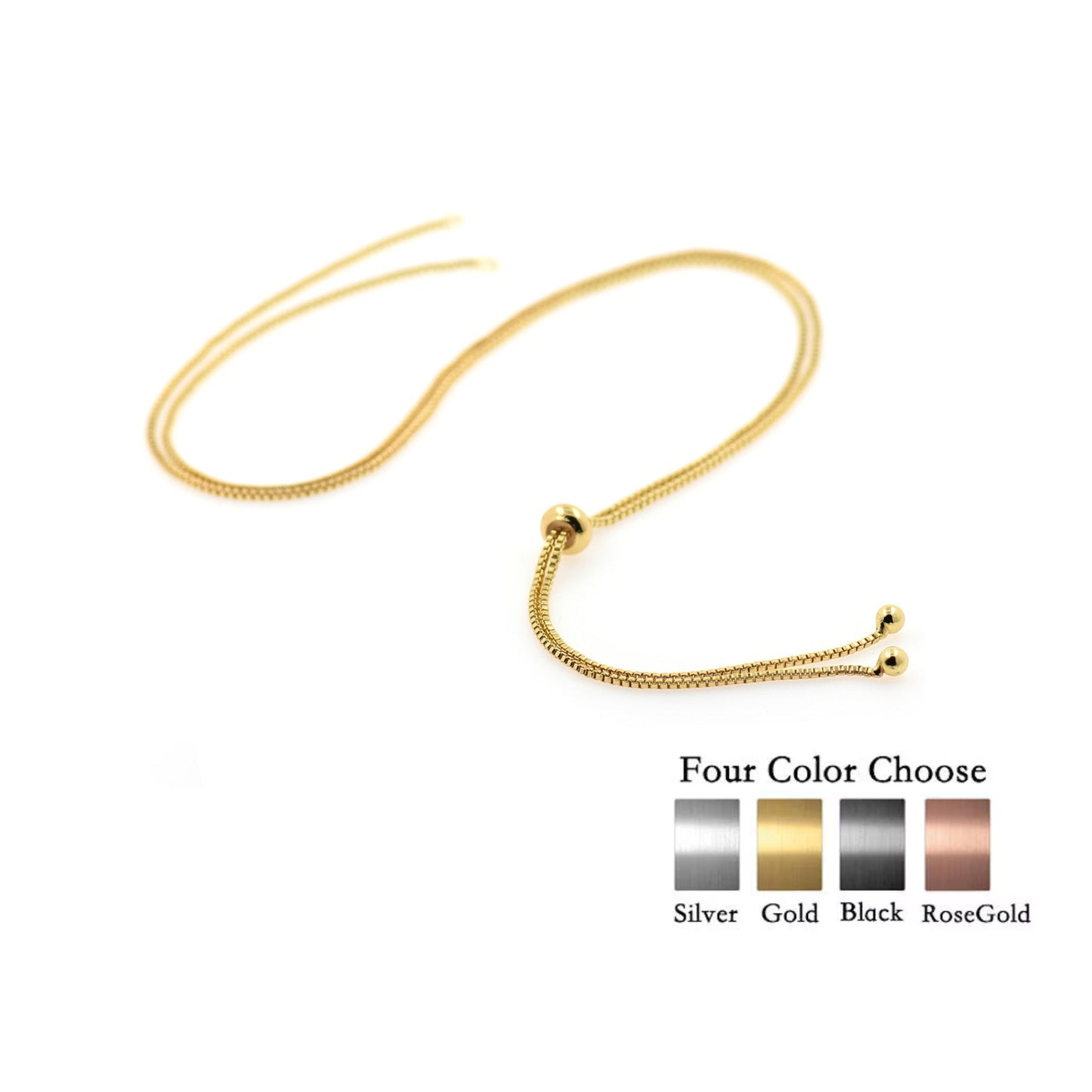 Box Chain Necklace , with Slider Rubber Beads 36CM/14in