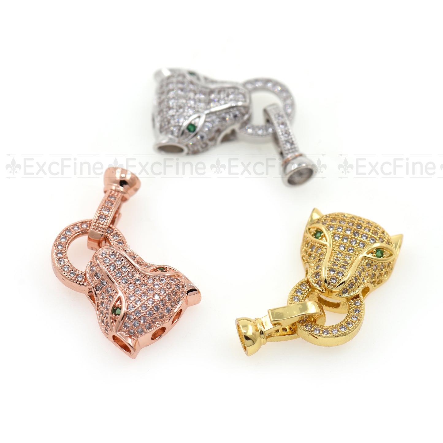 CZ Pave Leopard Head Buckle Jewelry Clasp Supplies 33x12mm