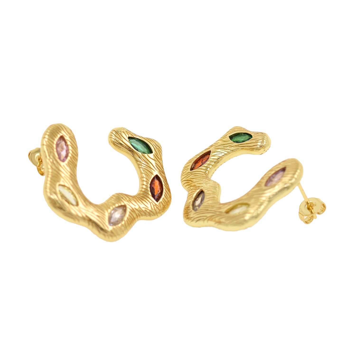 18K Gold Filled Dainty U Shape Hoops,Mini simple Zircon Earrings 27.5x22.5mm