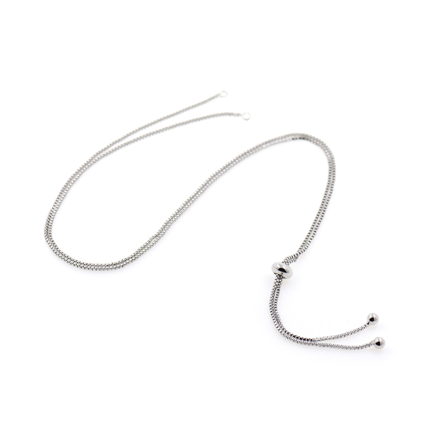 Box Chain Necklace , with Slider Rubber Beads 36CM/14in