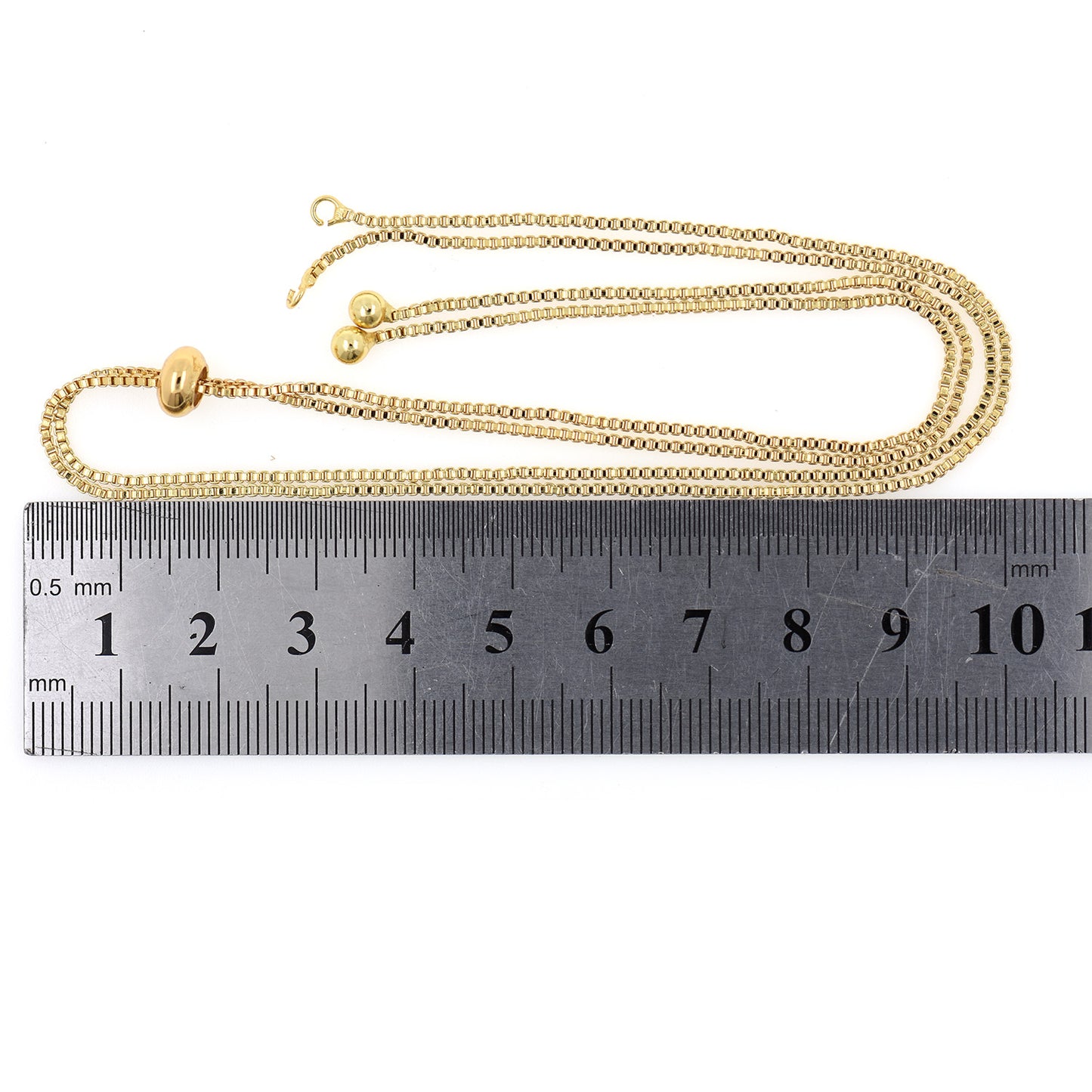 Box Chain Necklace , with Slider Rubber Beads 36CM/14in