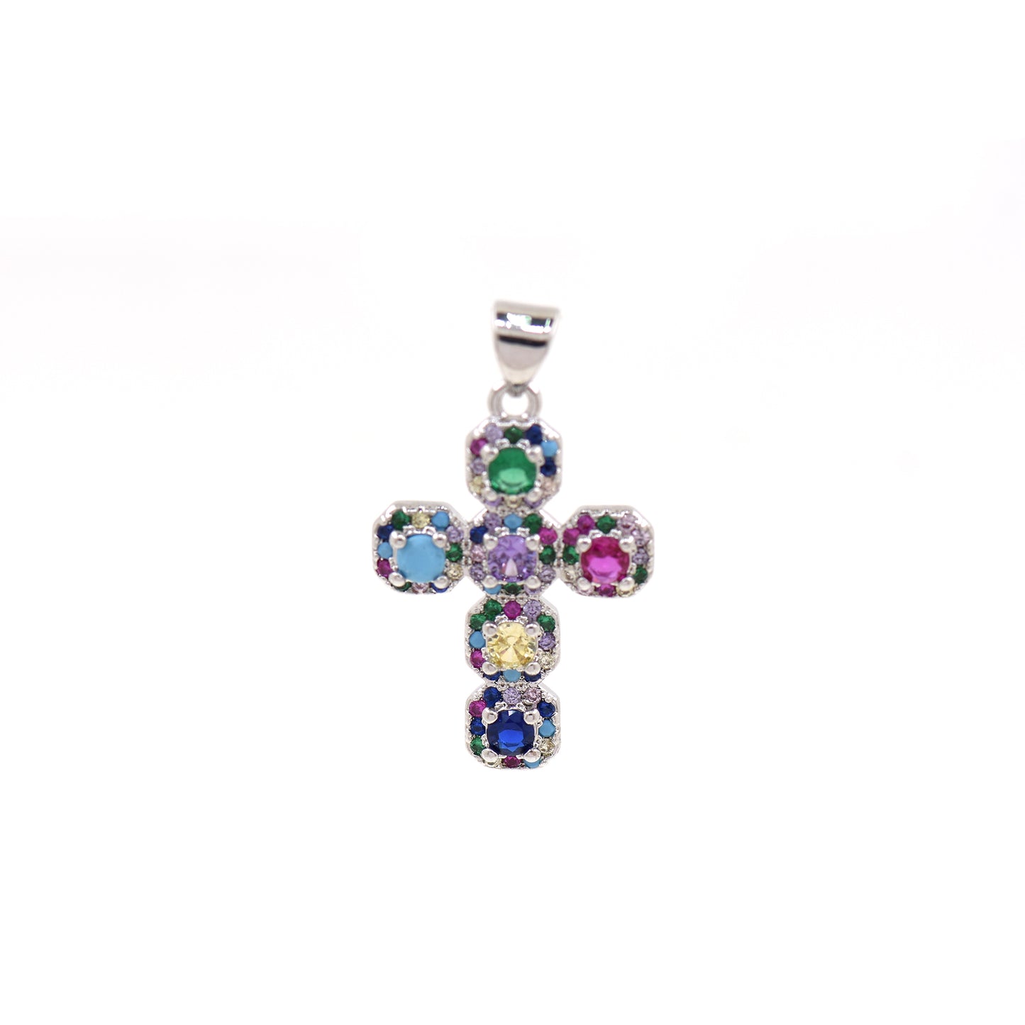 18K Gold Filling Zircon Cross Pendant 25.5x17mm
