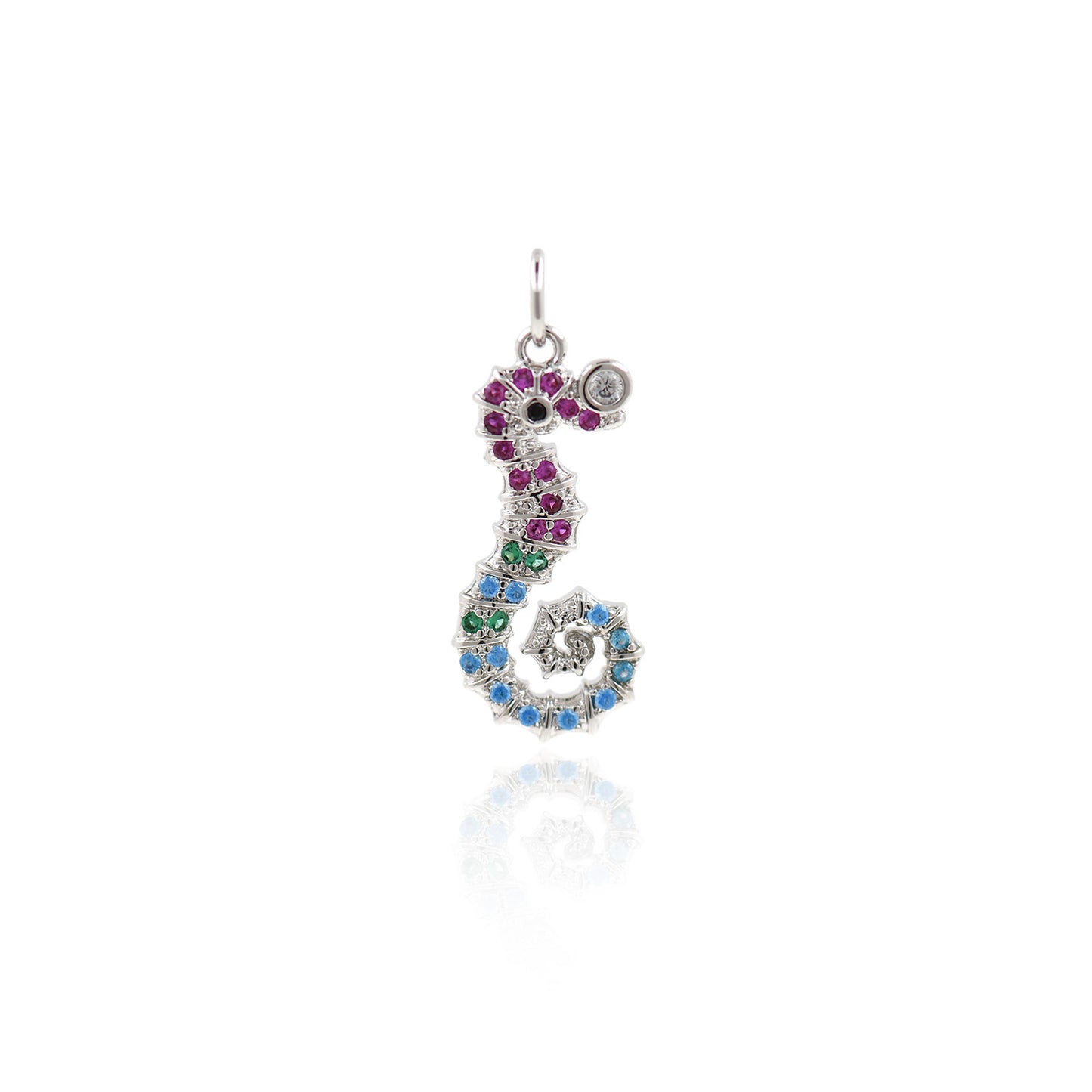 Seahorse Pendants,Cubic Pave Ocean Charms 9x21mm