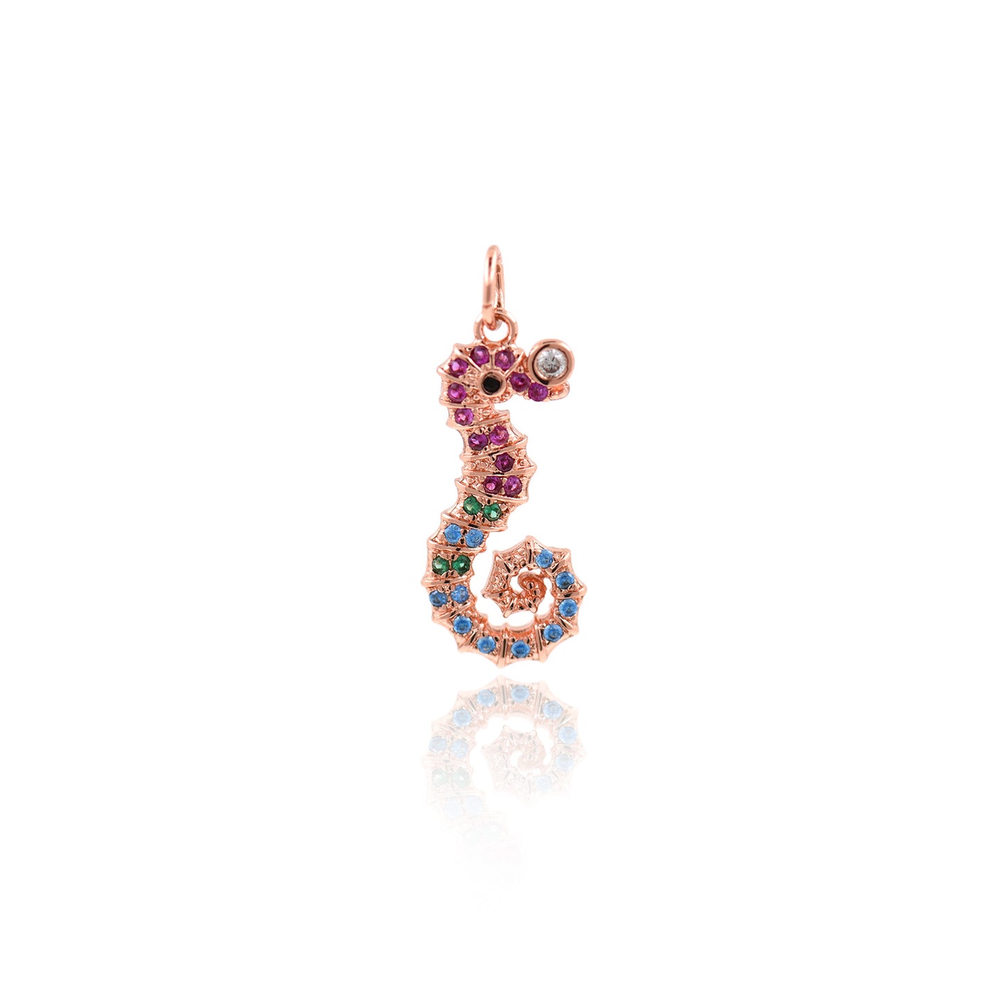 Seahorse Pendants,Cubic Pave Ocean Charms 9x21mm