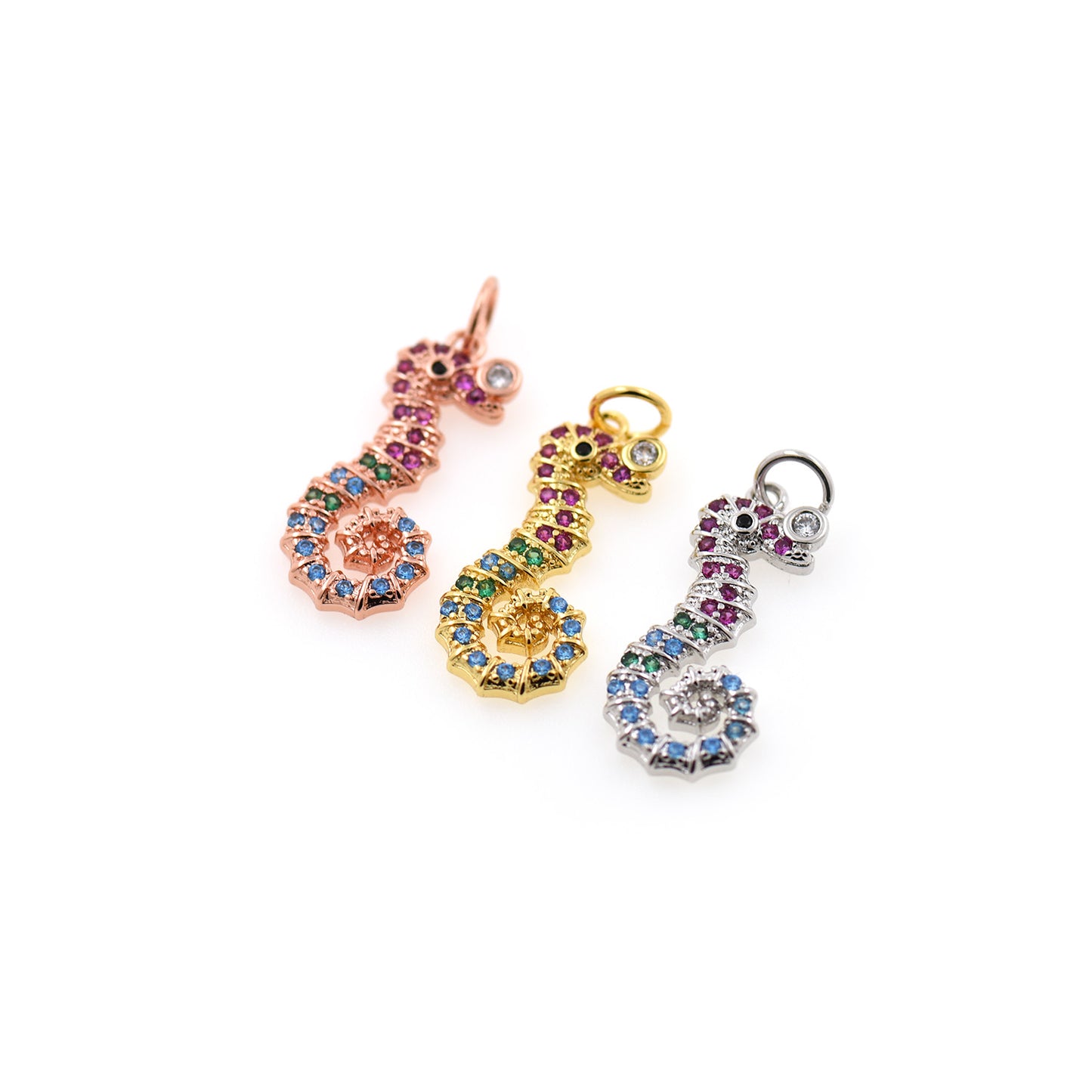 Seahorse Pendants,Cubic Pave Ocean Charms 9x21mm