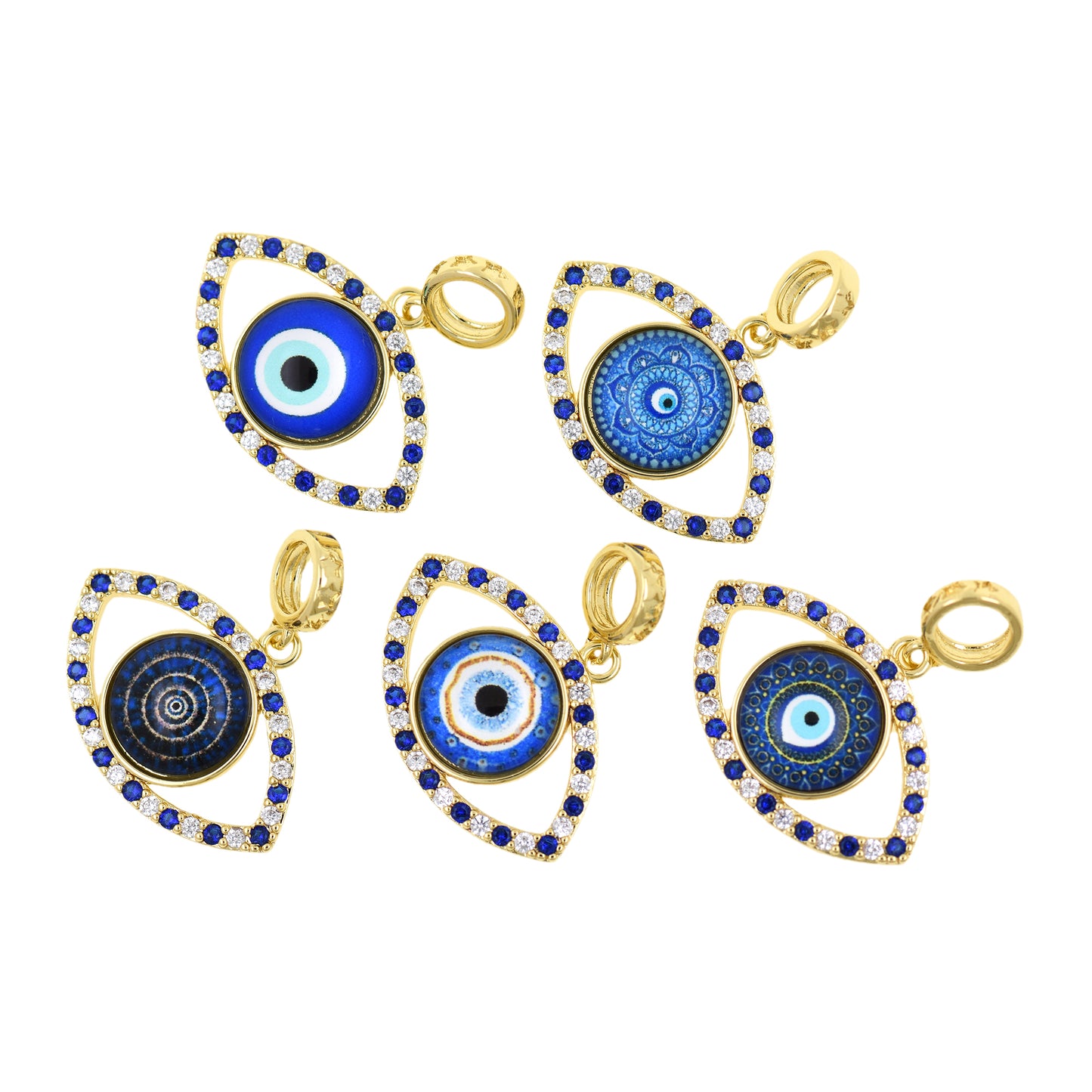 18k Shiny Gold Plated Evil Eye Charm 30x20.5mm