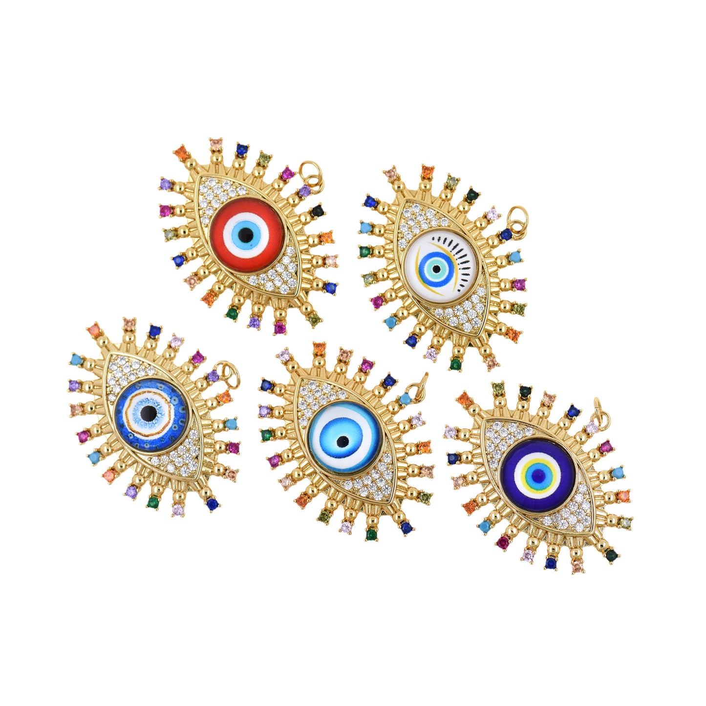 Gold Evil Eye Charms,18K Gold Filled Evil Eye Pendant 38x29mm