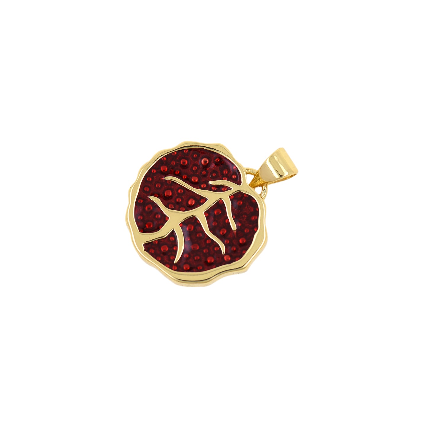 Enamel tree Necklace Pendant,18K Gold Enamel Charm 17.5mm