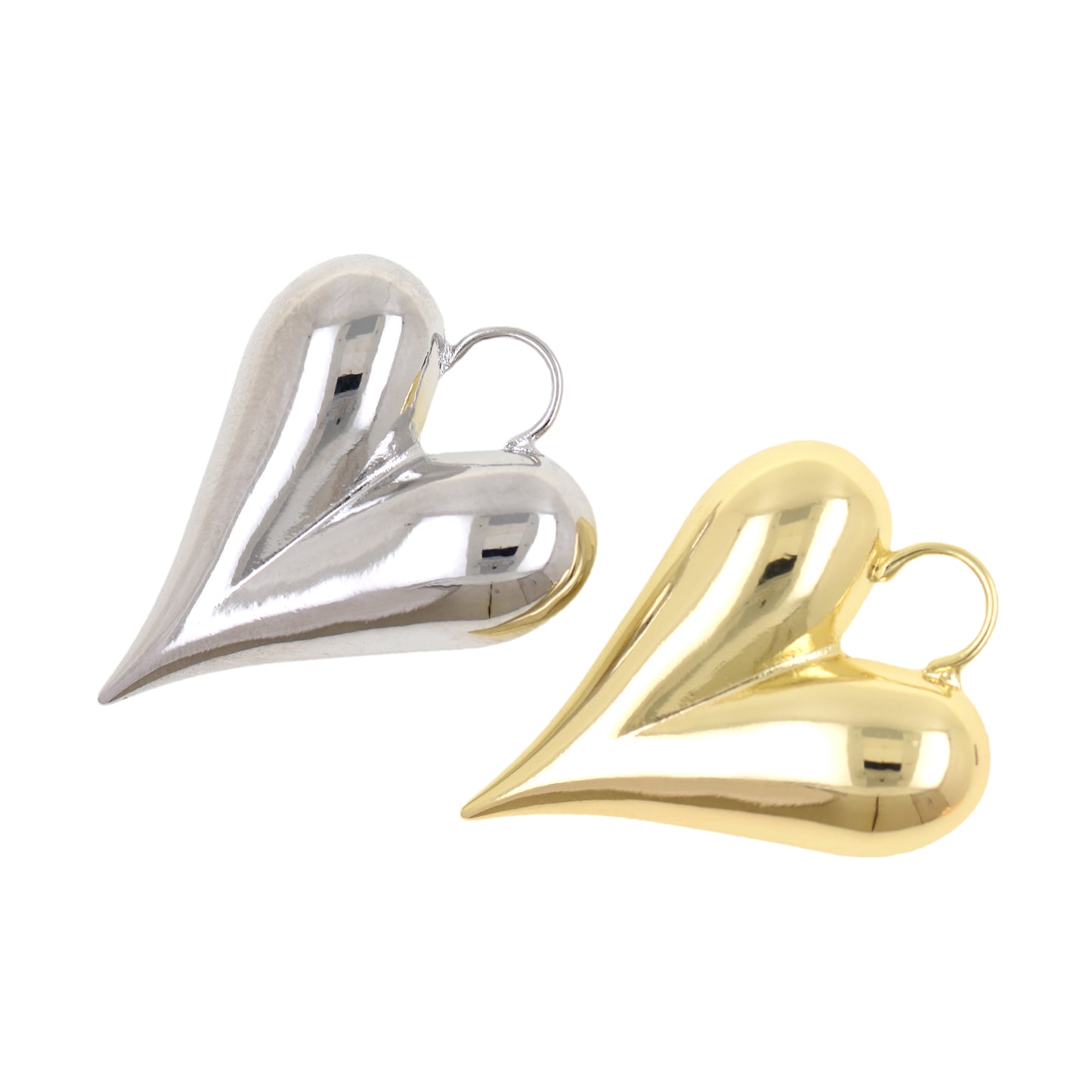 18K Filled Gold Heart Necklace Pendant, Heart Charm 38x28.5x10mm