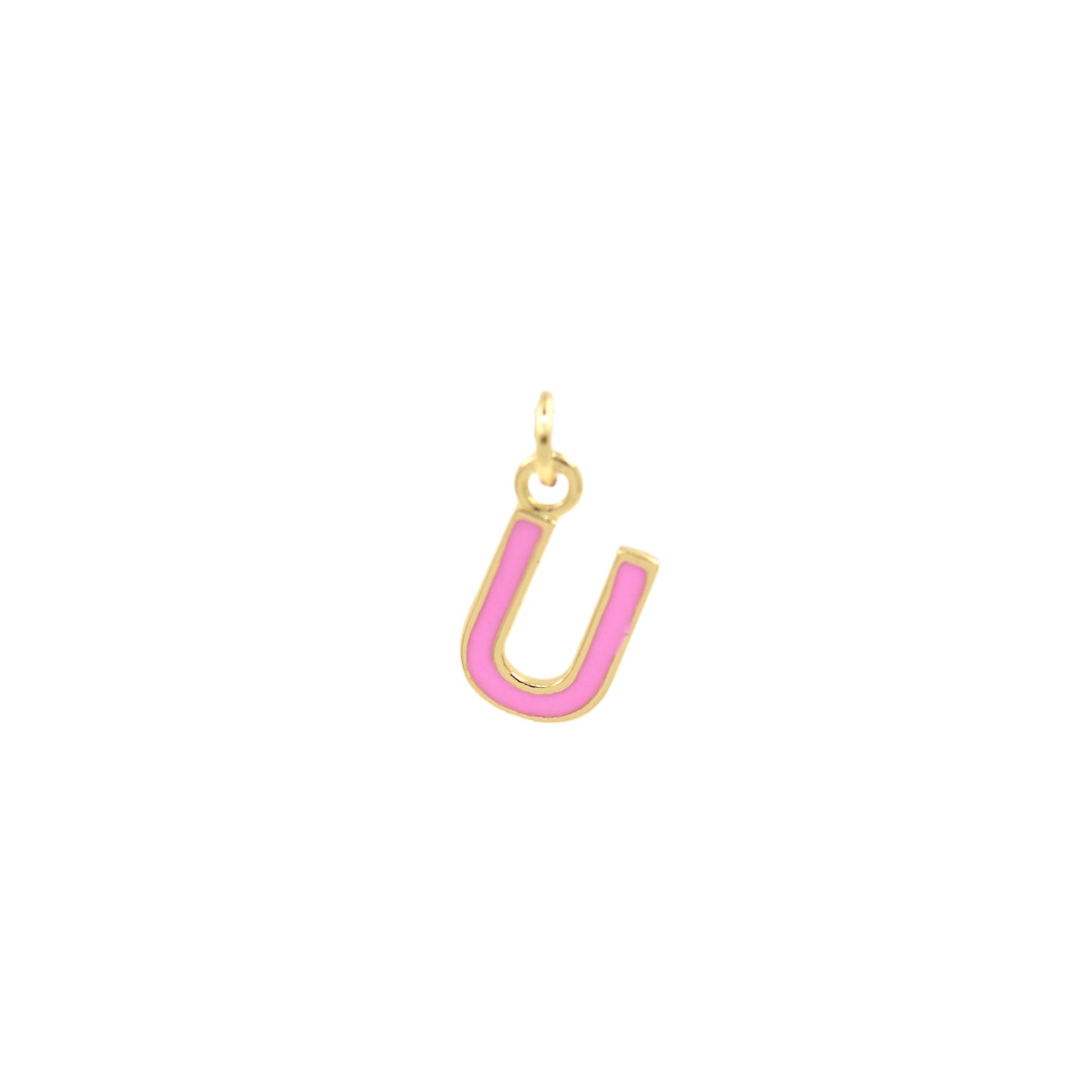 Pink Enamel Letter Pendant 12x10mm