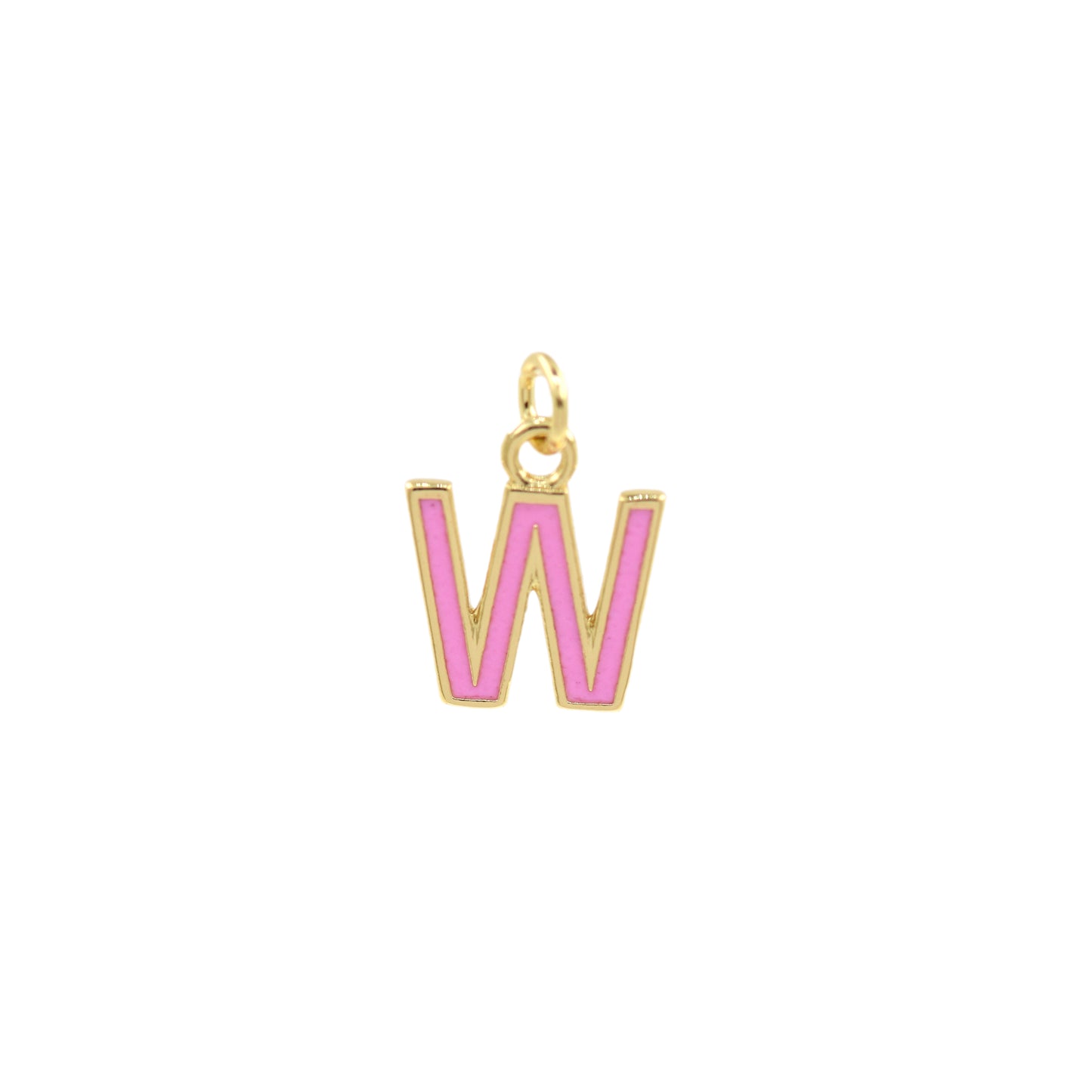 Pink Enamel Letter Pendant 12x10mm