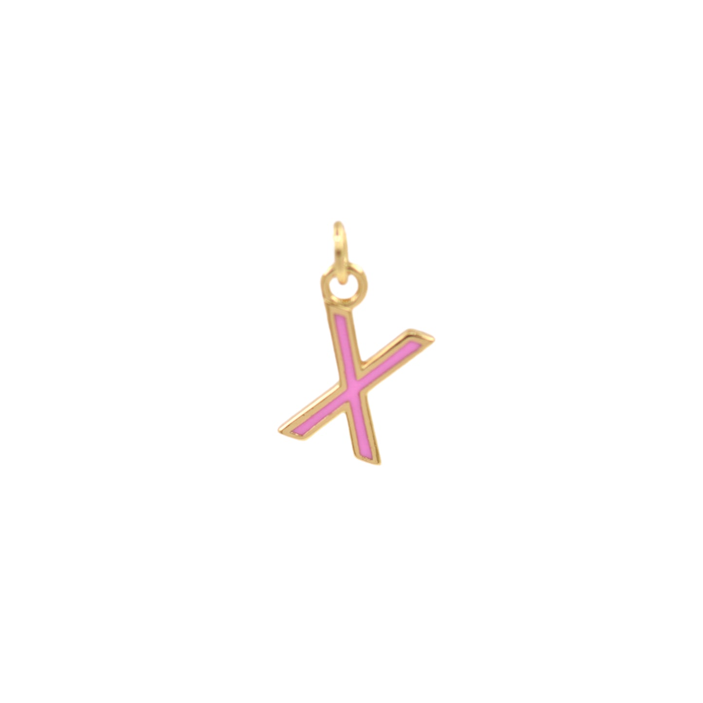 Pink Enamel Letter Pendant 12x10mm