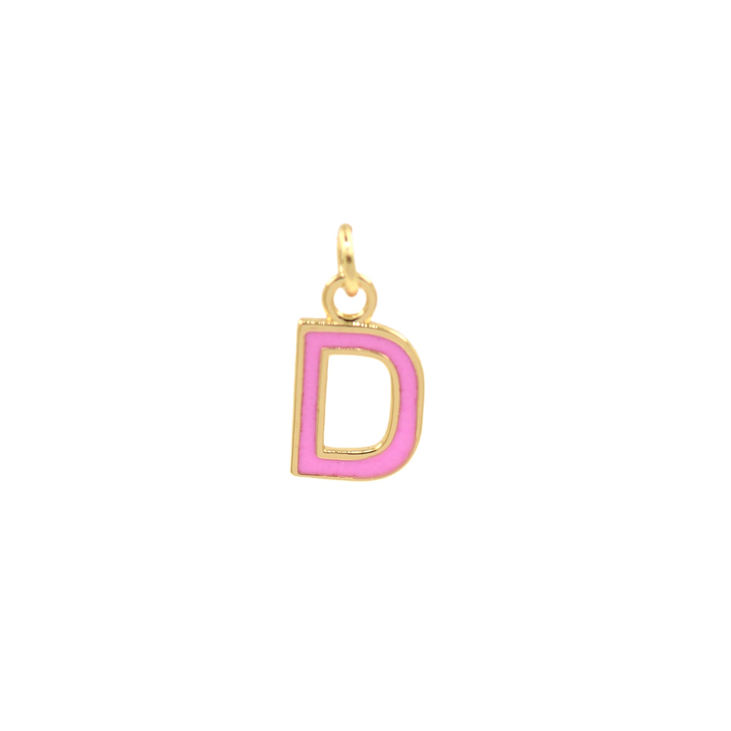 Pink Enamel Letter Pendant 12x10mm