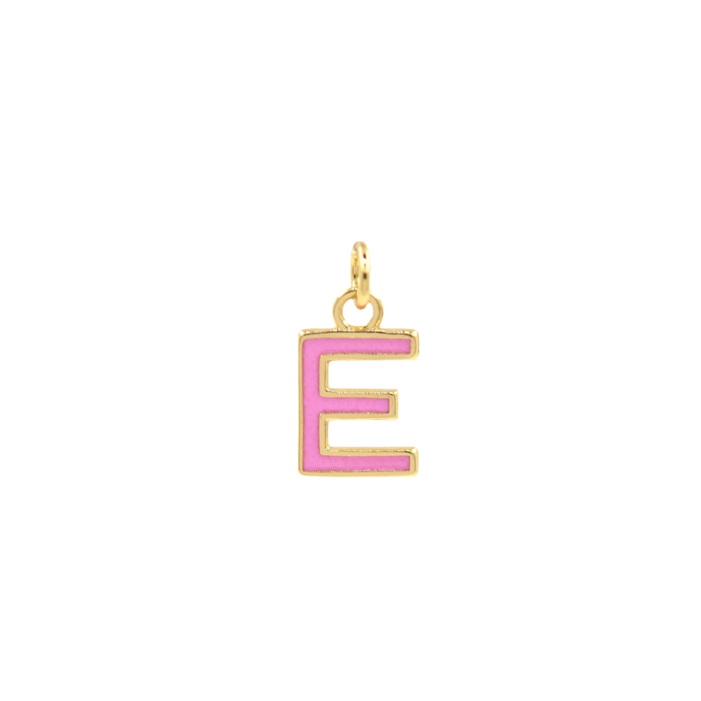 Pink Enamel Letter Pendant 12x10mm