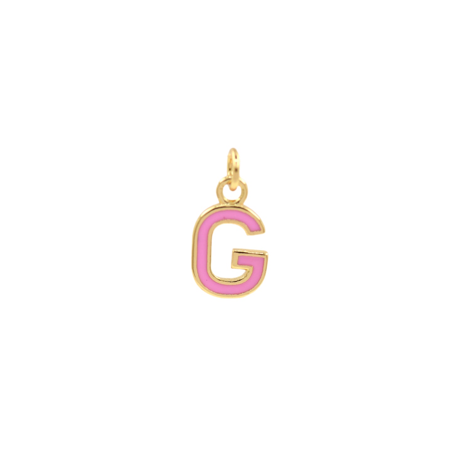Pink Enamel Letter Pendant 12x10mm