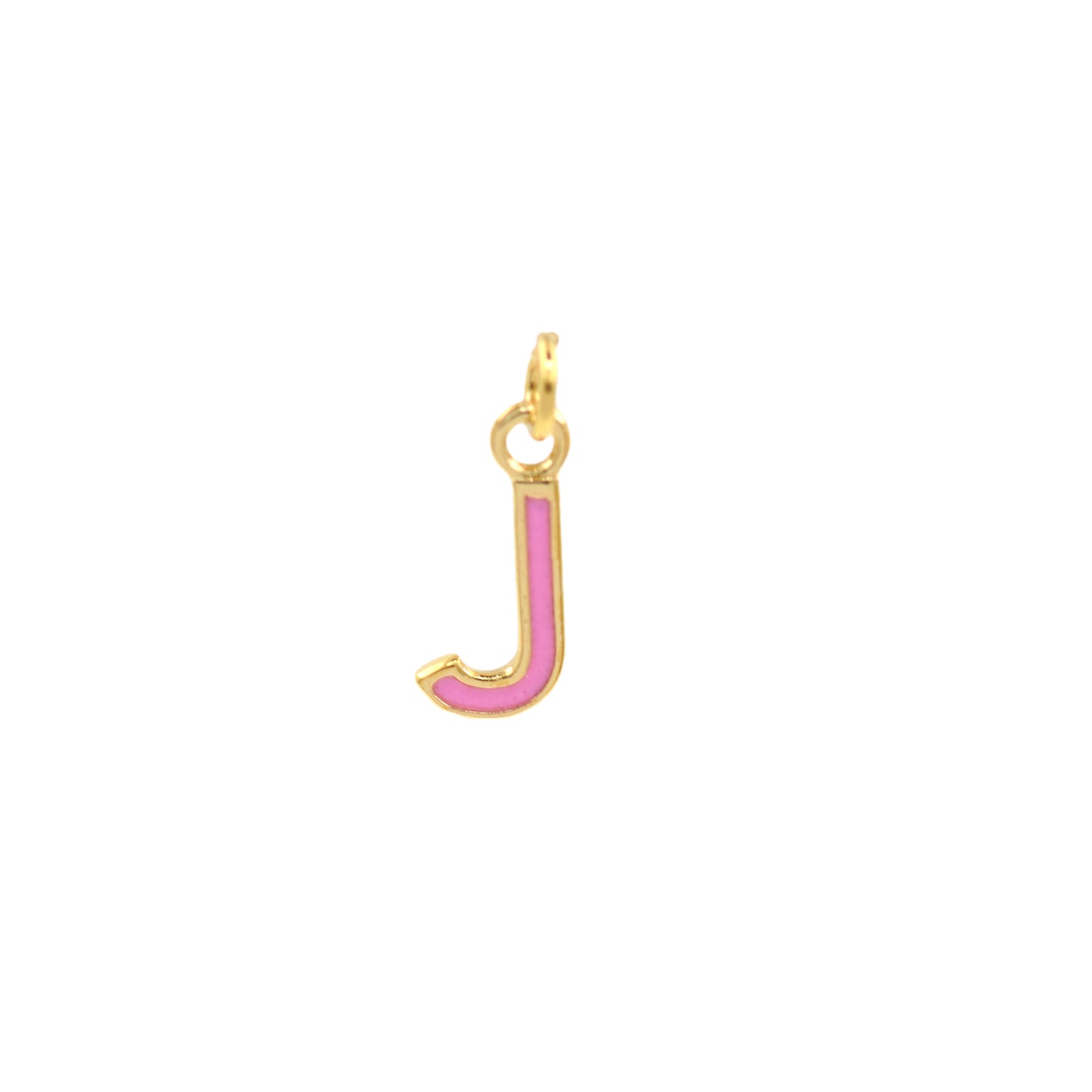 Pink Enamel Letter Pendant 12x10mm