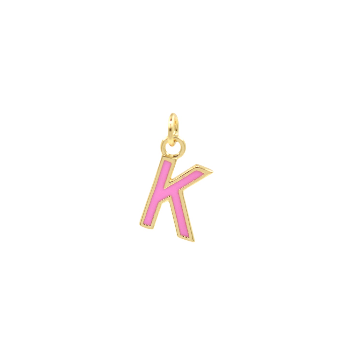 Pink Enamel Letter Pendant 12x10mm