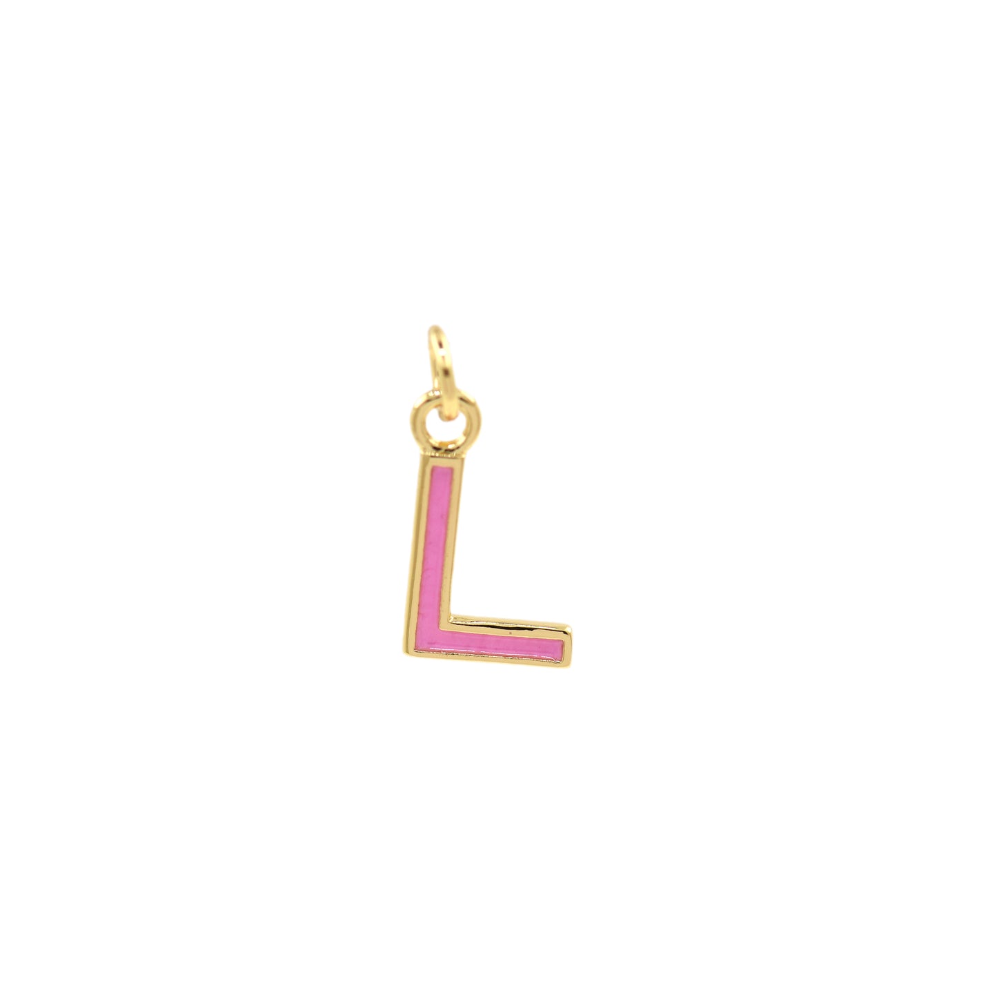 Pink Enamel Letter Pendant 12x10mm