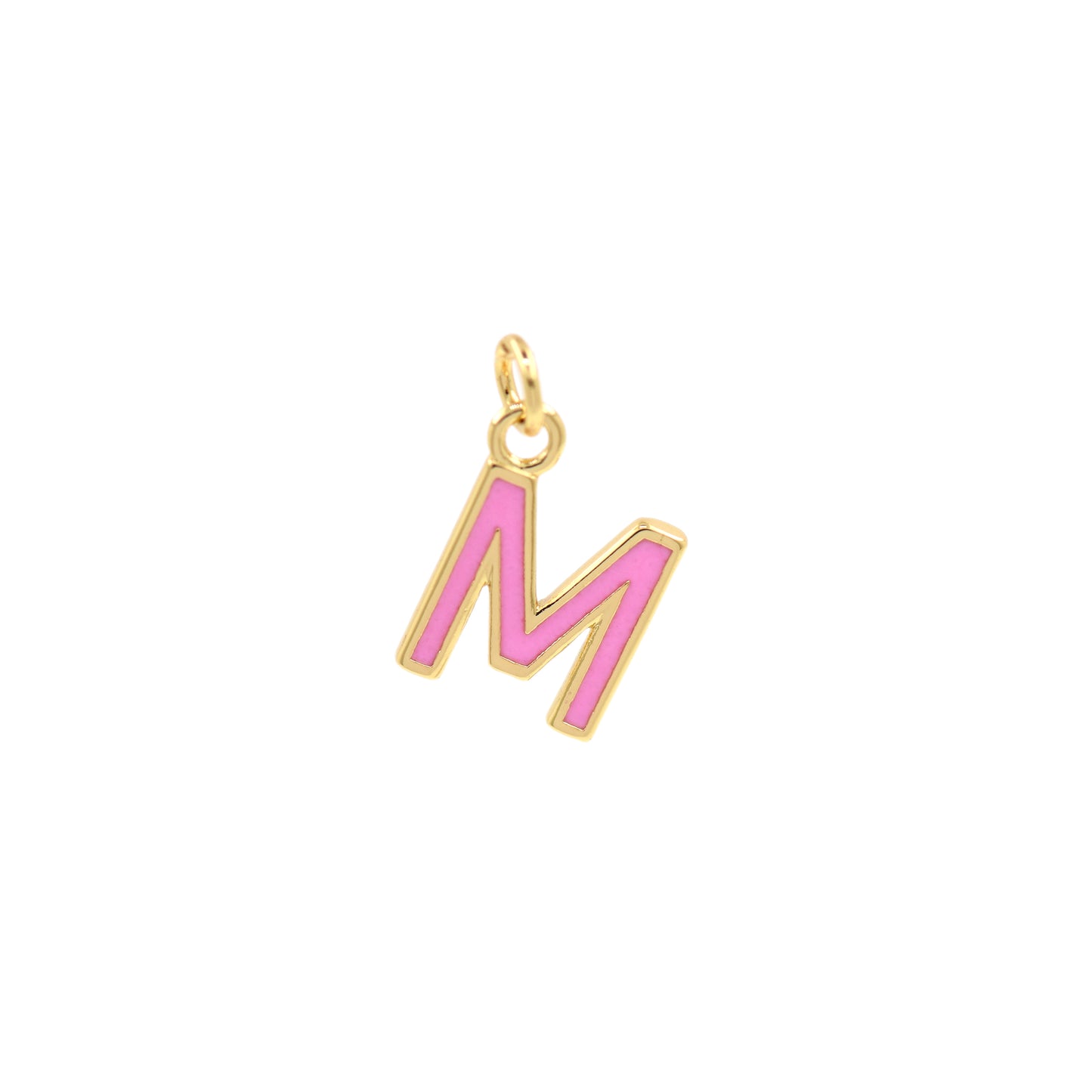 Pink Enamel Letter Pendant 12x10mm