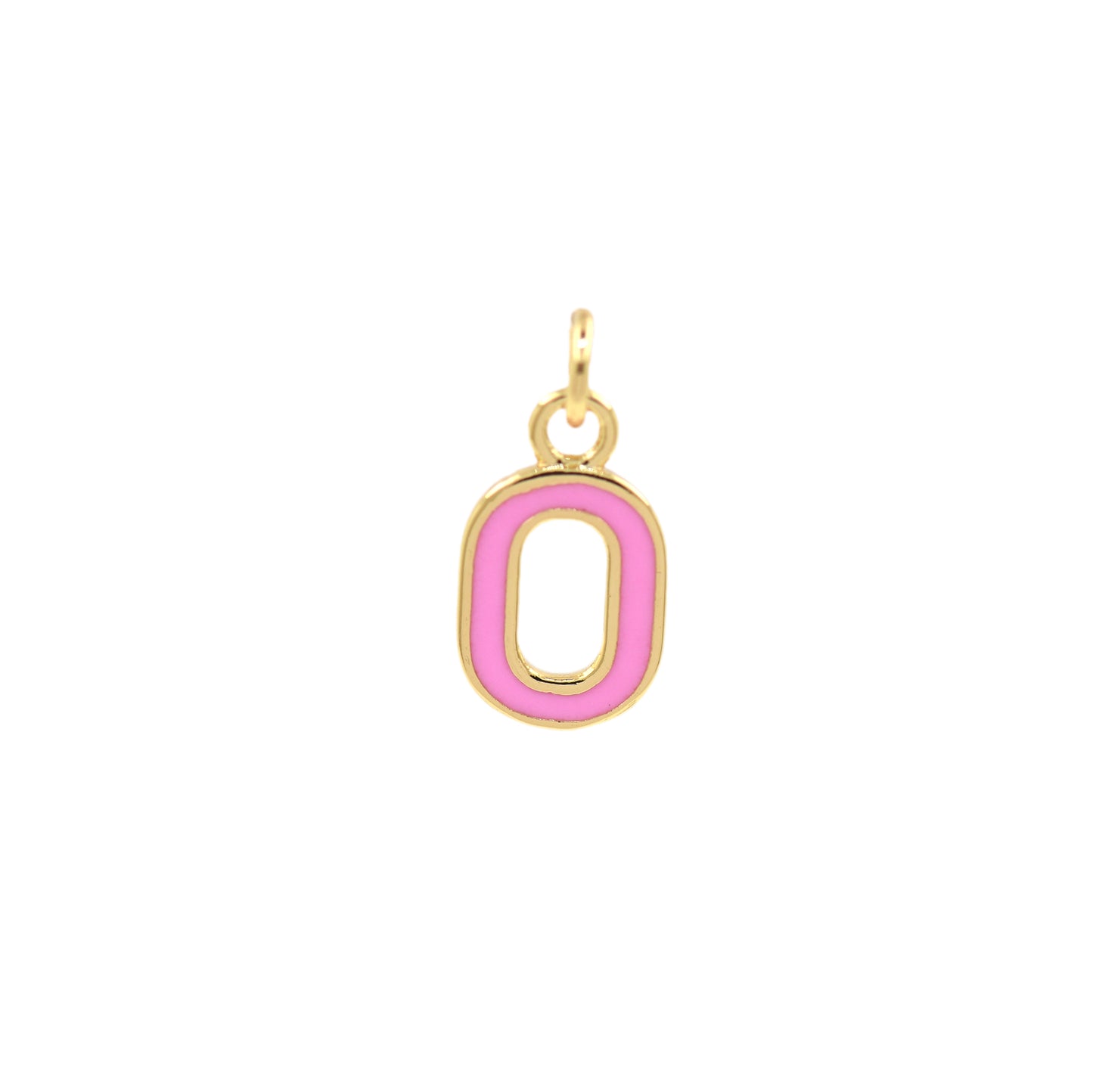 Pink Enamel Letter Pendant 12x10mm