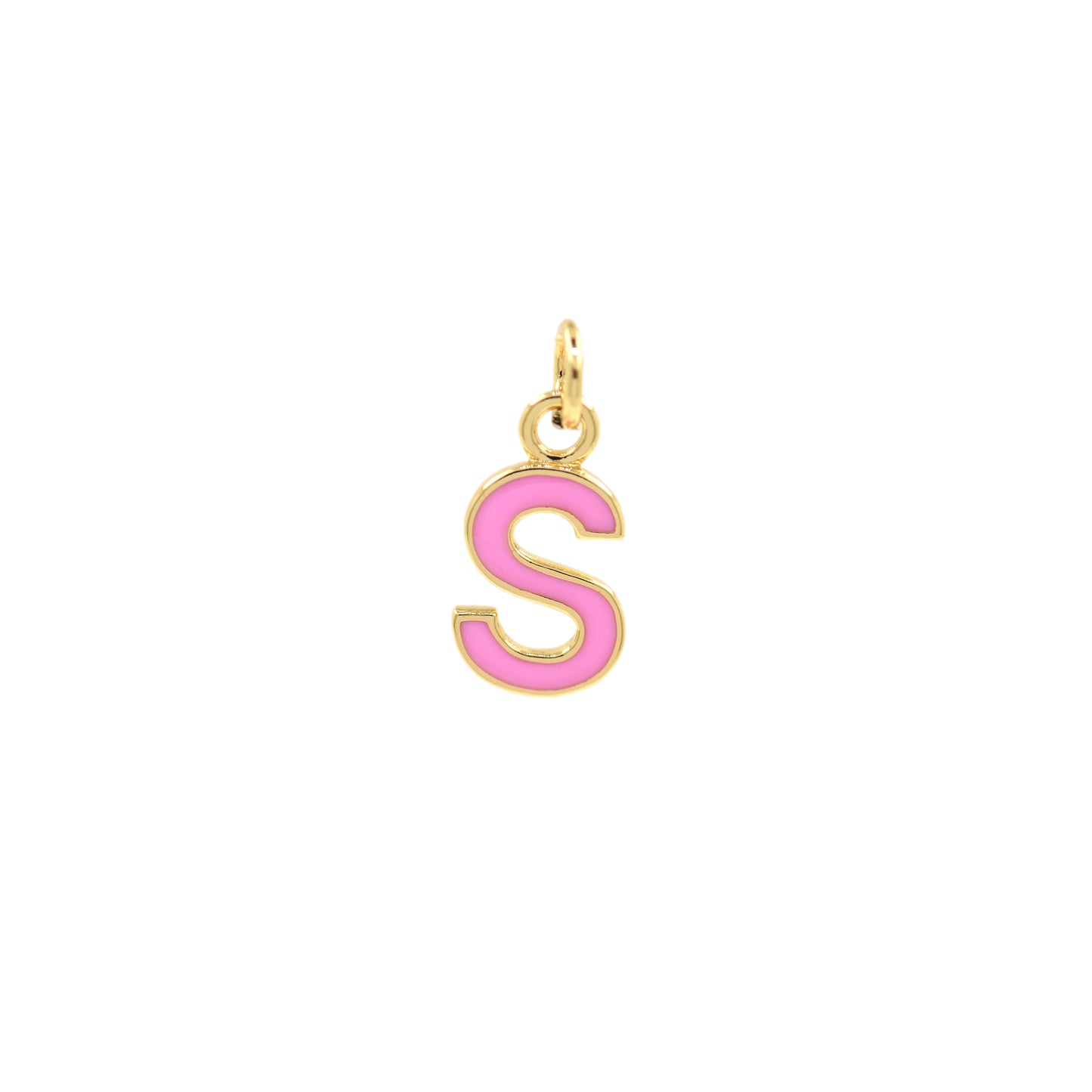 Pink Enamel Letter Pendant 12x10mm