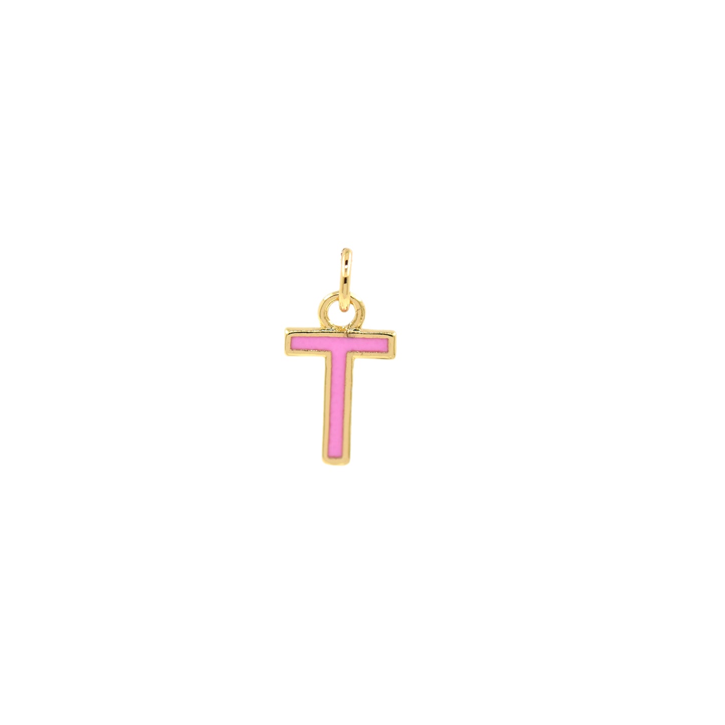 Pink Enamel Letter Pendant 12x10mm
