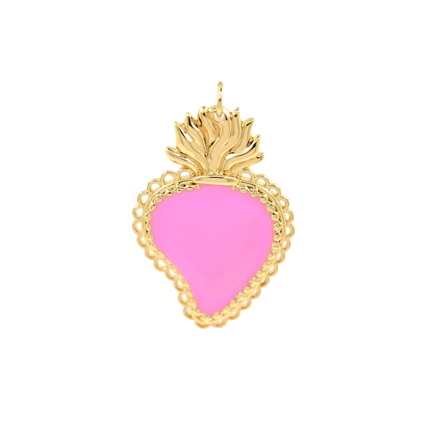 18k Gold Filled Pineapple Pendant, Colorful Enamel Heart Pendant 32.5x21.5mm
