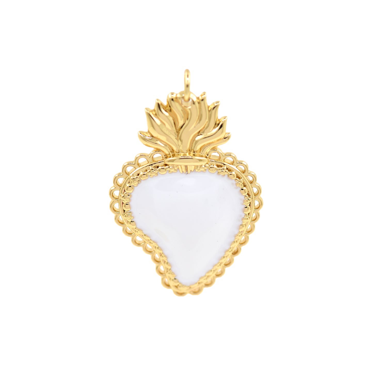 18k Gold Filled Pineapple Pendant, Colorful Enamel Heart Pendant 32.5x21.5mm