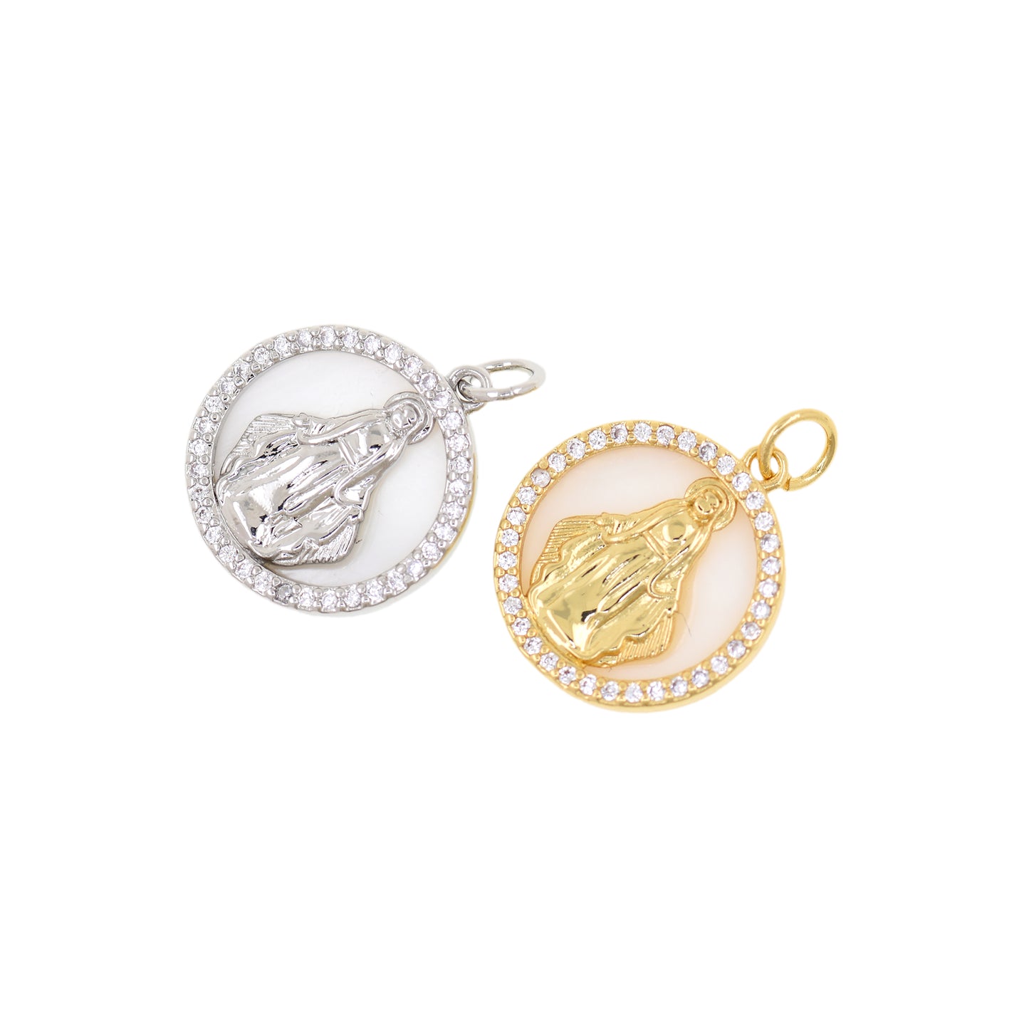 18K Gold Filled Faith Pendant, Virgin Mary Shell Pendant 16mm