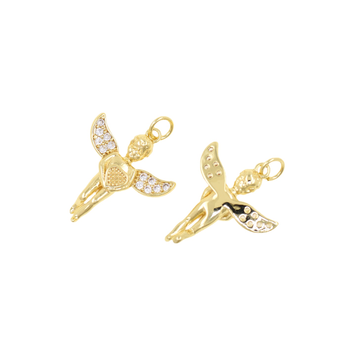 18K Gold-Filled Angel Pendant, Angels Hold Love 23x19mm