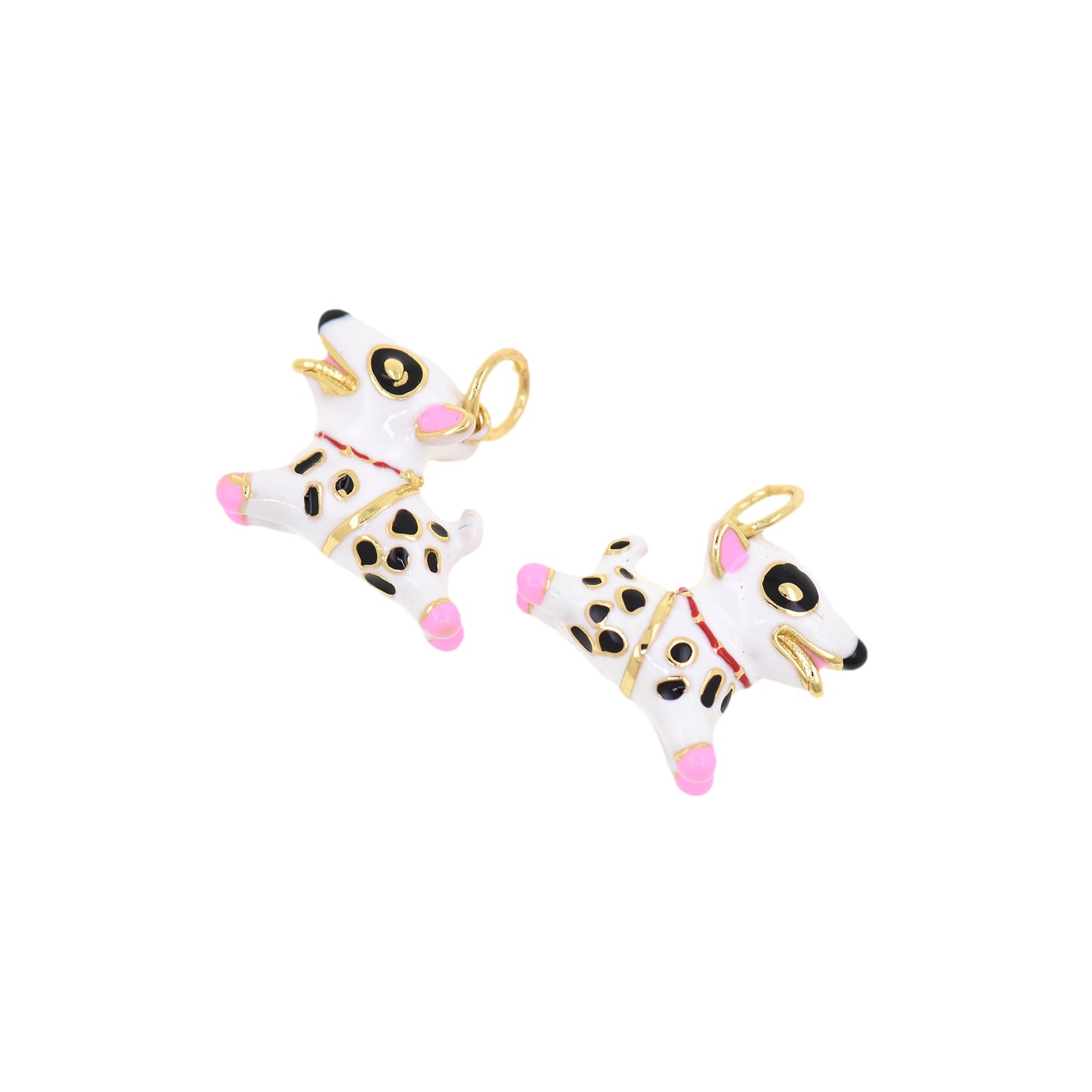 18k Gold Filled Enamel Dog Charm,Enamel Pave Animal Necklace Pendant 14.5x12x6mm