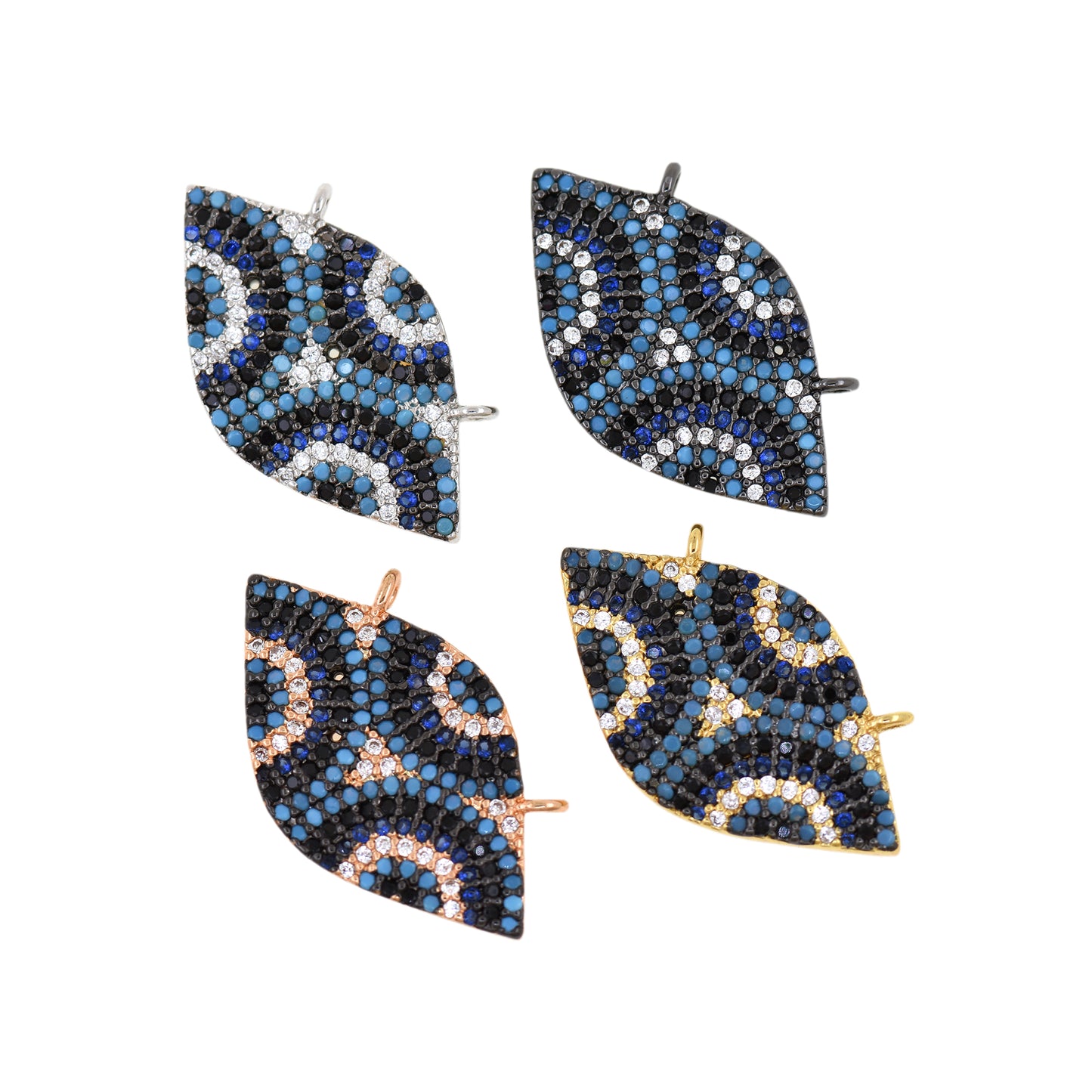 Metal Pave Colorful CZ Pave Bead for Jewelry Charms Spacer Beads 25x14mm