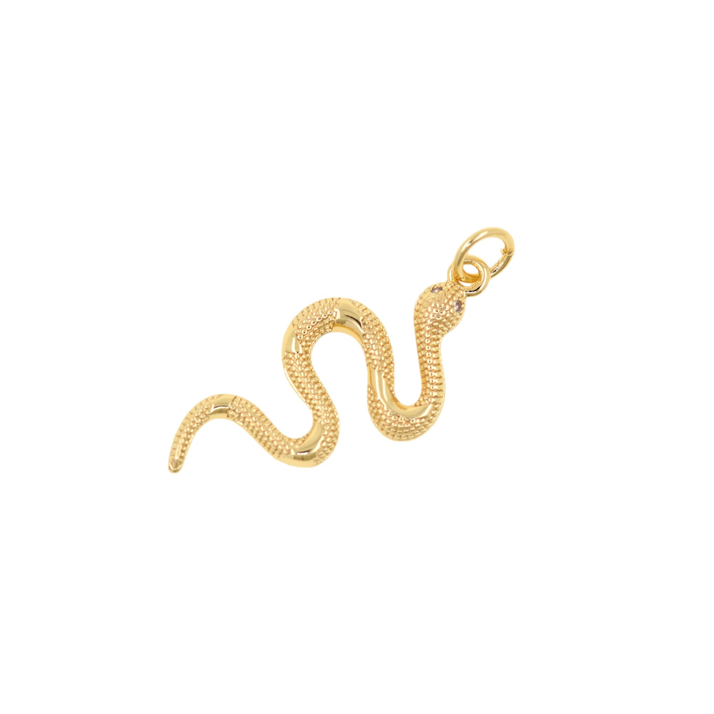 CZ Pave Serpent Animal Pendant,18k Gold Filled Snake Charm 28x12mm