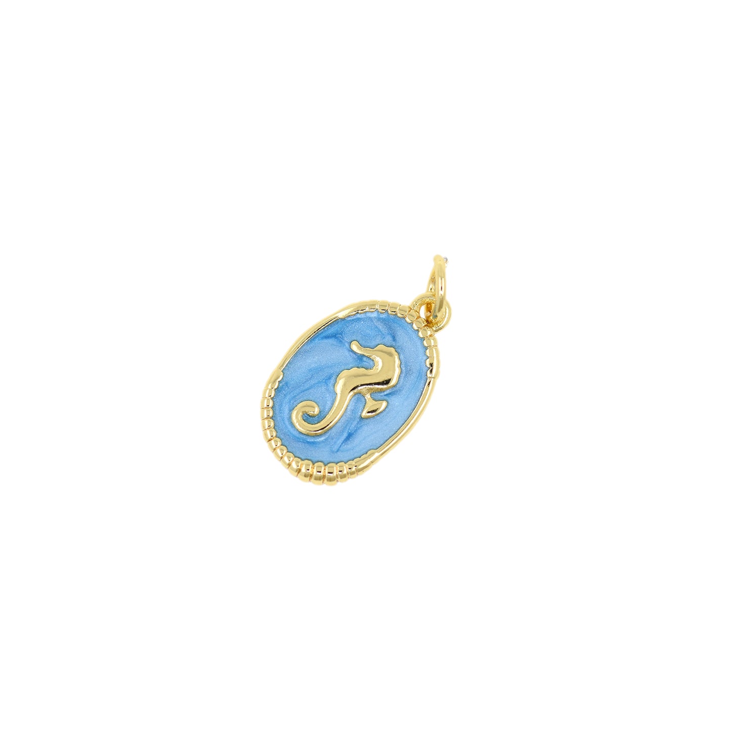 18k Gold Filled Sea Life Animal Charm,Cute Enamel Sea Horse Pendant 17.5x11mm