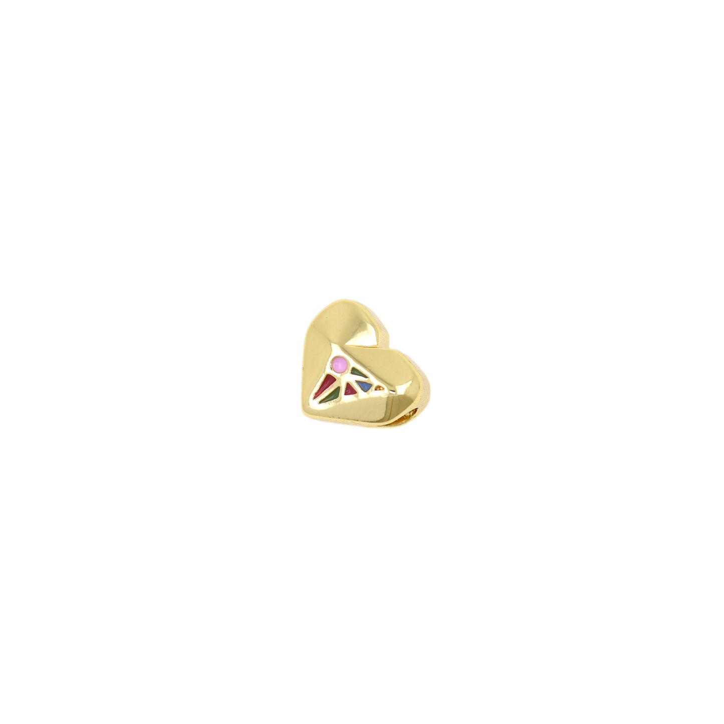 Simple Brass,Enamel Heart Spacer Beads, Gold Plated Heart Beads 10x8.5x7mm