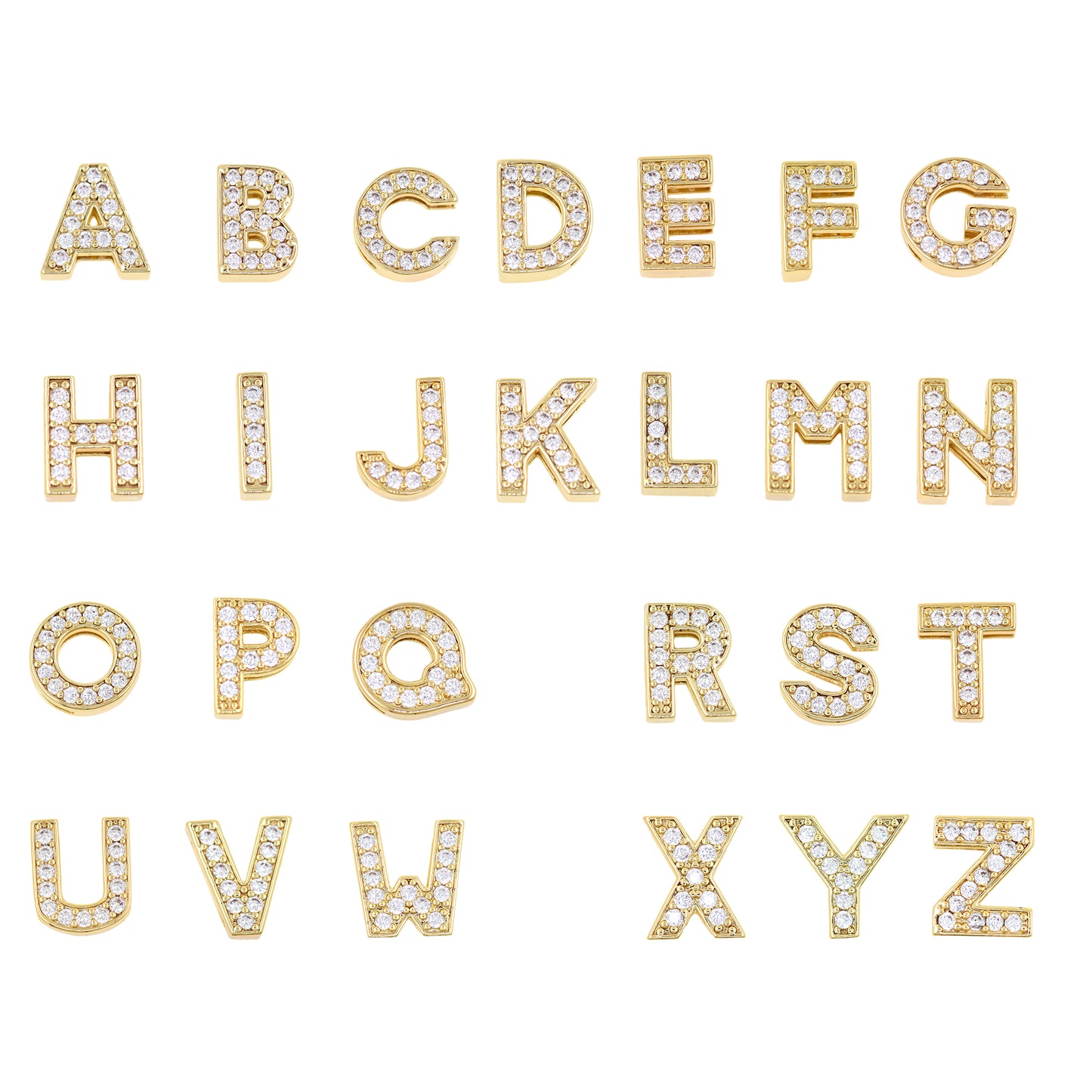 18K Gold Filling Alphabet Charm,Initial Letter Pendant 12x12mm