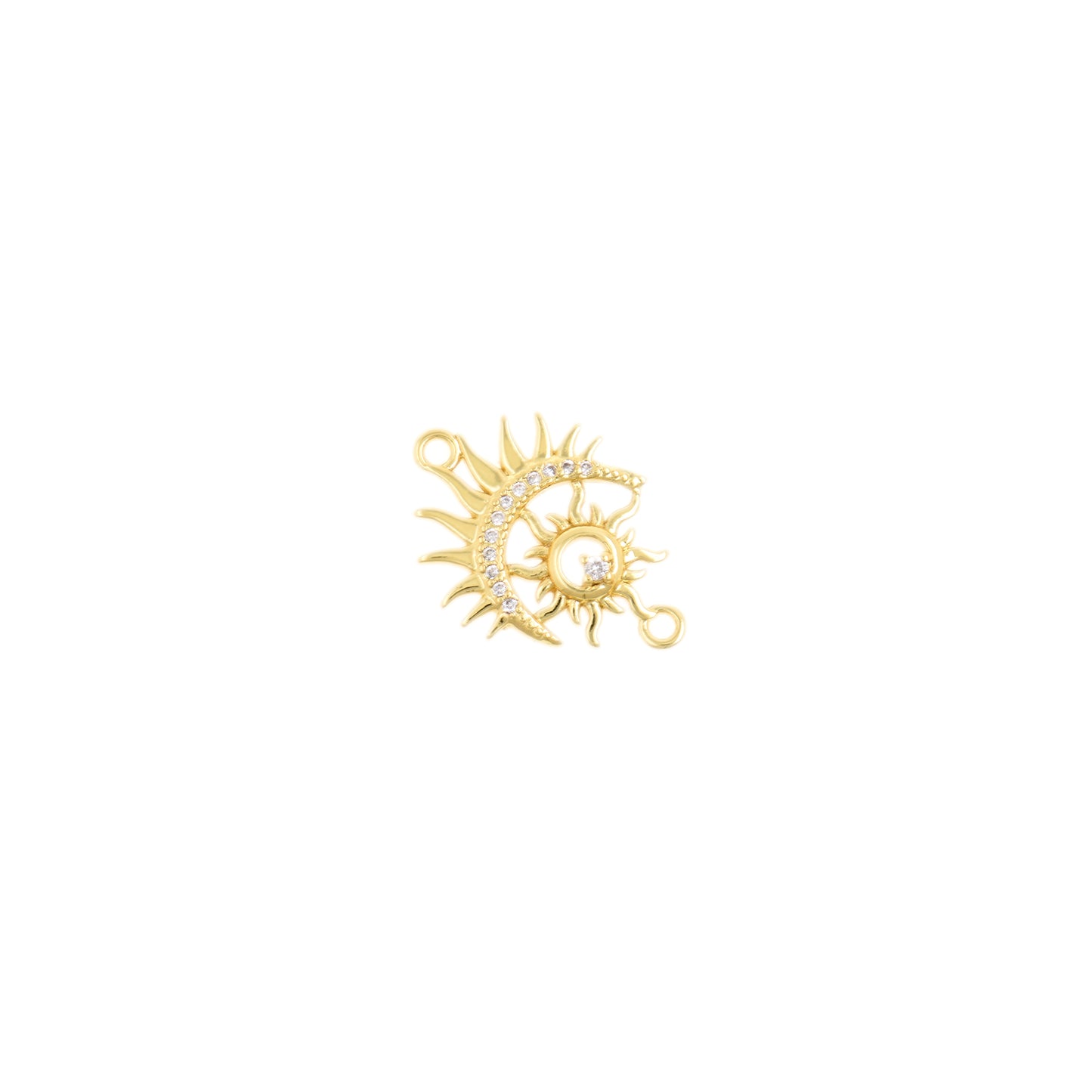 Luminous Gold Sun and Moon Pendant 15.3x21.1mm
