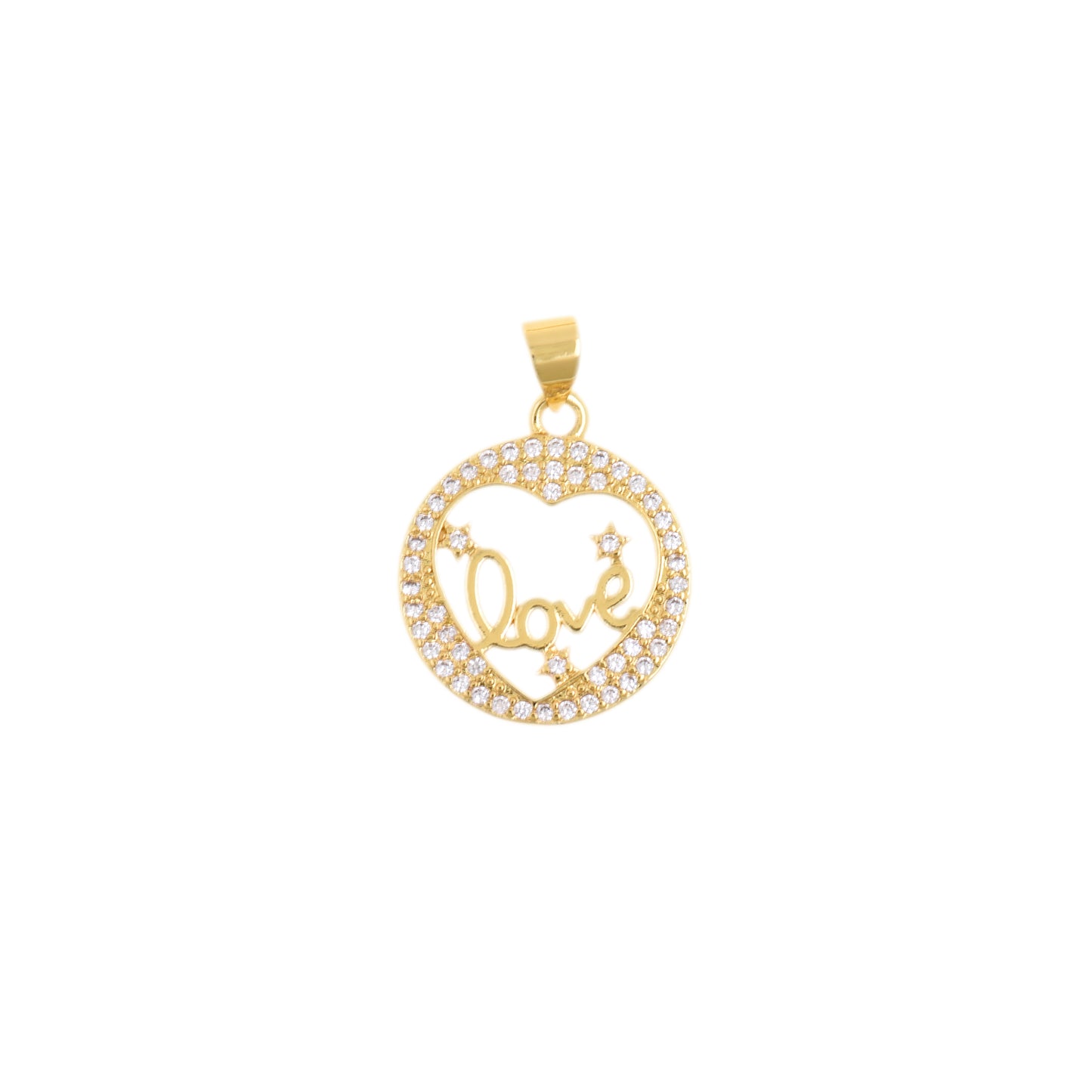 Lovely Gold Circle Heart Pendant 18.2mm
