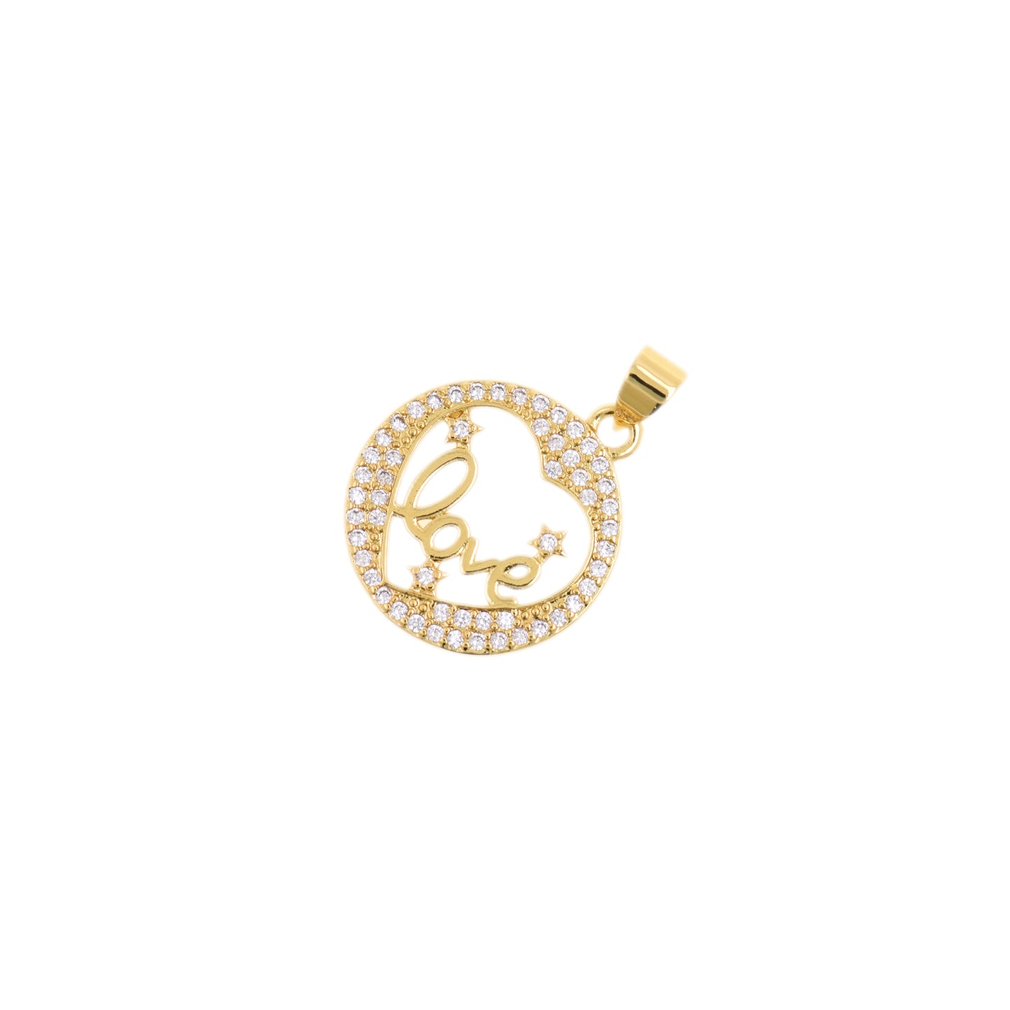 Lovely Gold Circle Heart Pendant 18.2mm