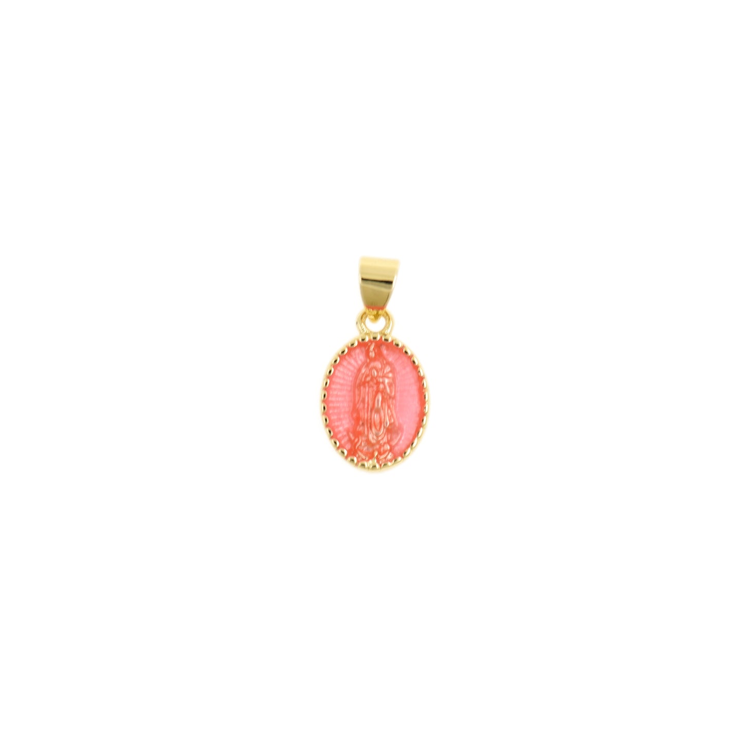 Blessed Gold Oval Pendant with Virgin Mary 9.7x14.8mm