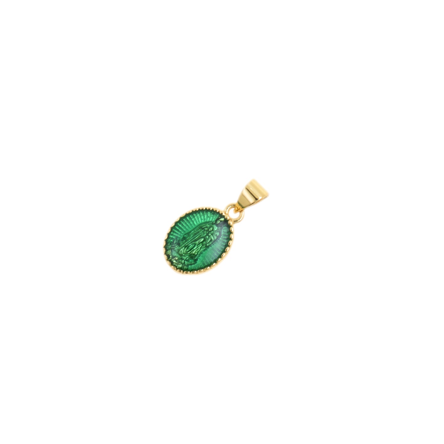 Blessed Gold Oval Pendant with Virgin Mary 9.7x14.8mm