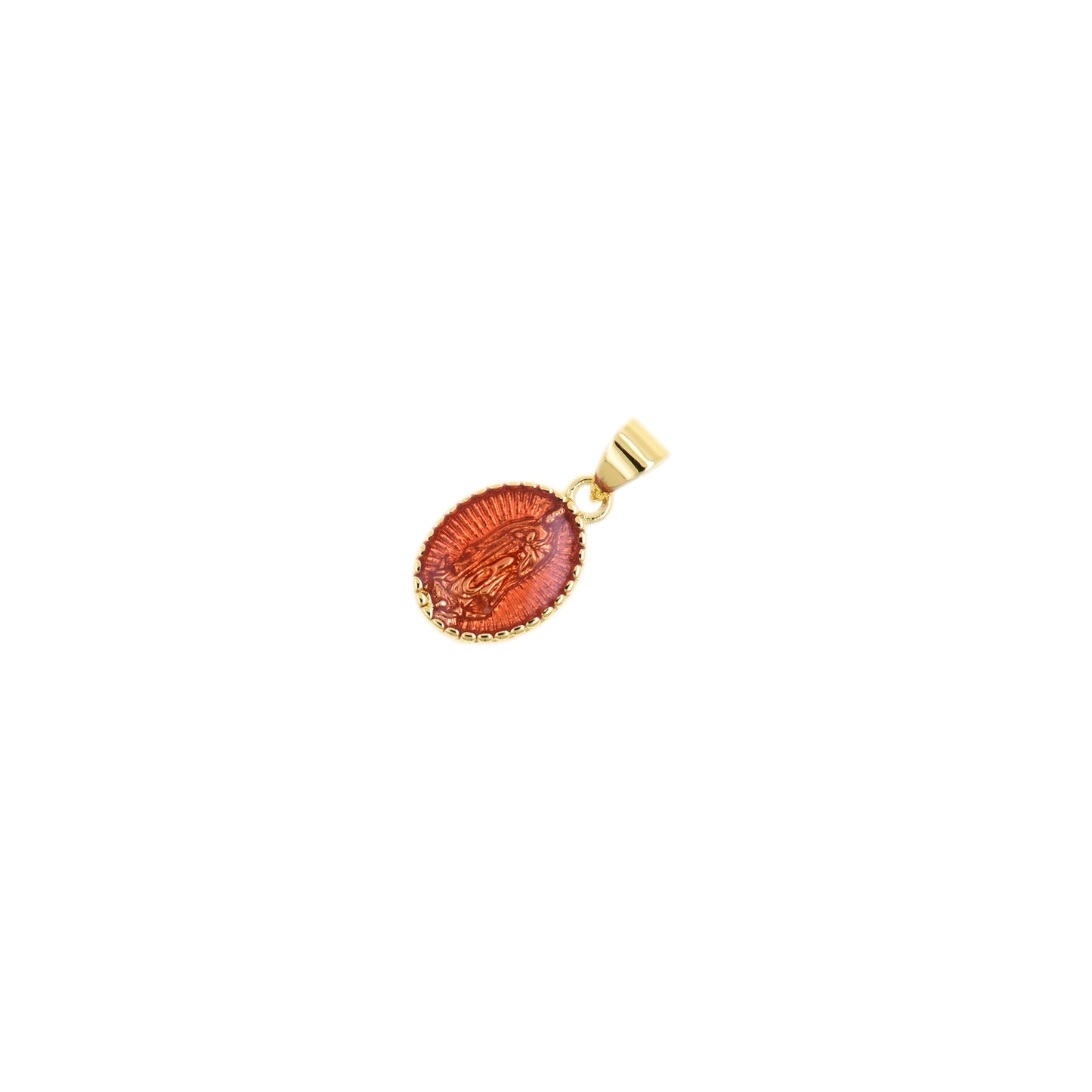 Blessed Gold Oval Pendant with Virgin Mary 9.7x14.8mm