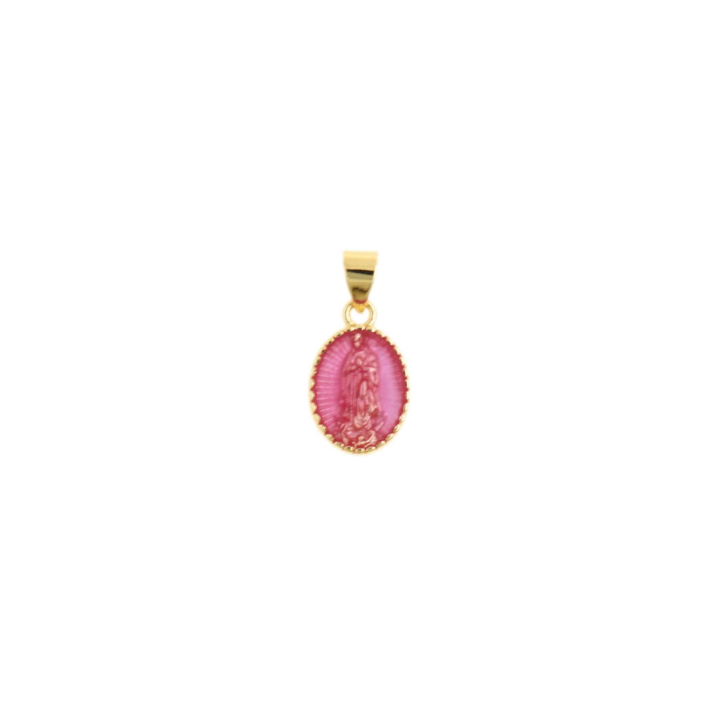 Blessed Gold Oval Pendant with Virgin Mary 9.7x14.8mm