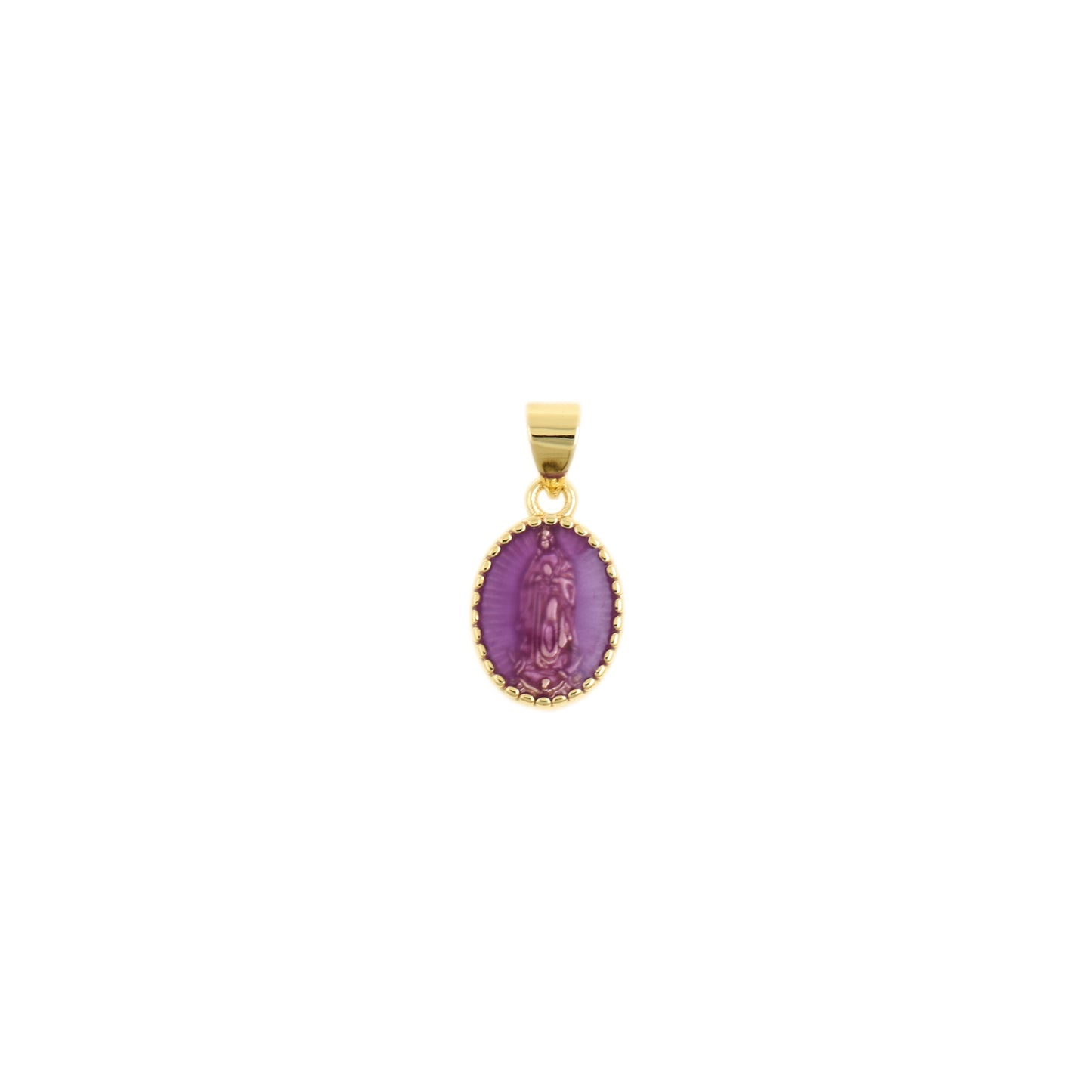 Blessed Gold Oval Pendant with Virgin Mary 9.7x14.8mm