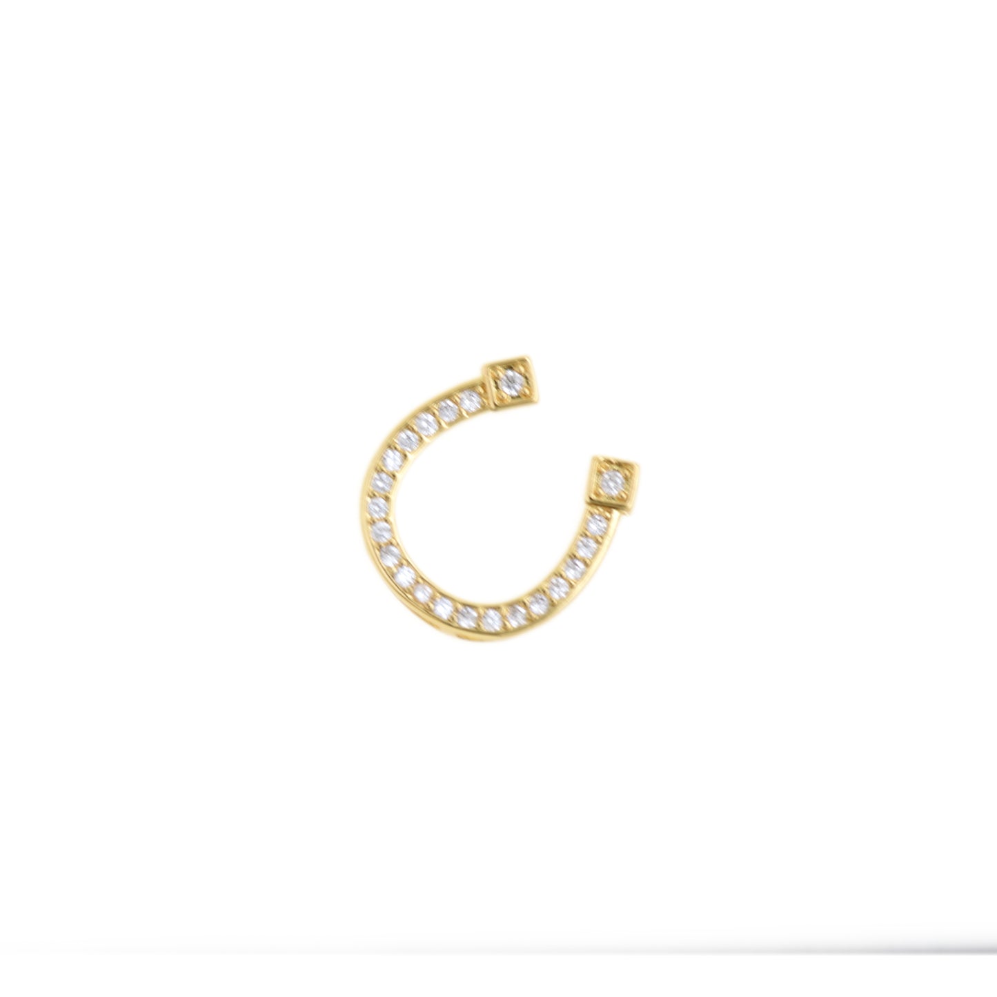 Radiant Gold Horseshoe Pendant with Glittering Crystals 17.5x18.5mm