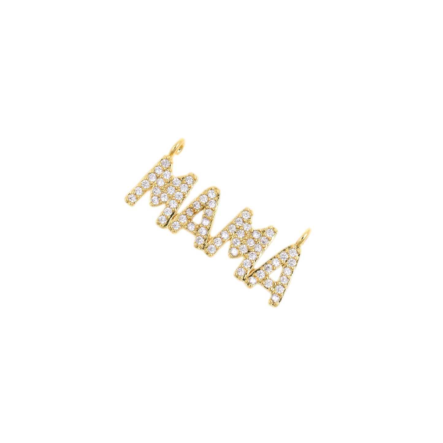 Heartfelt Gold MAMA Pendant with Dazzling Rhinestone 12.7x27.3mm