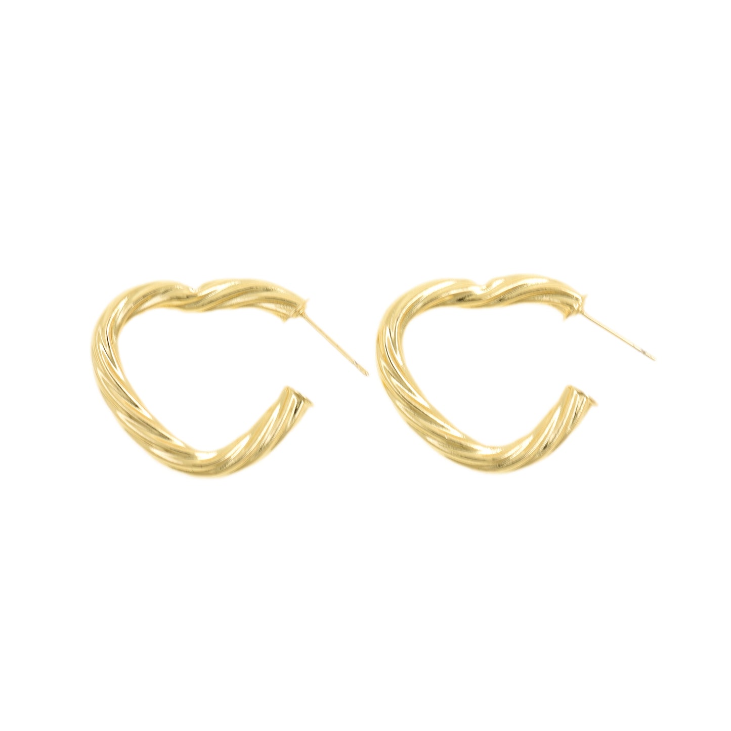 Stylish Gold Heart Twisted Stud Earrings 41.7x52.3mm