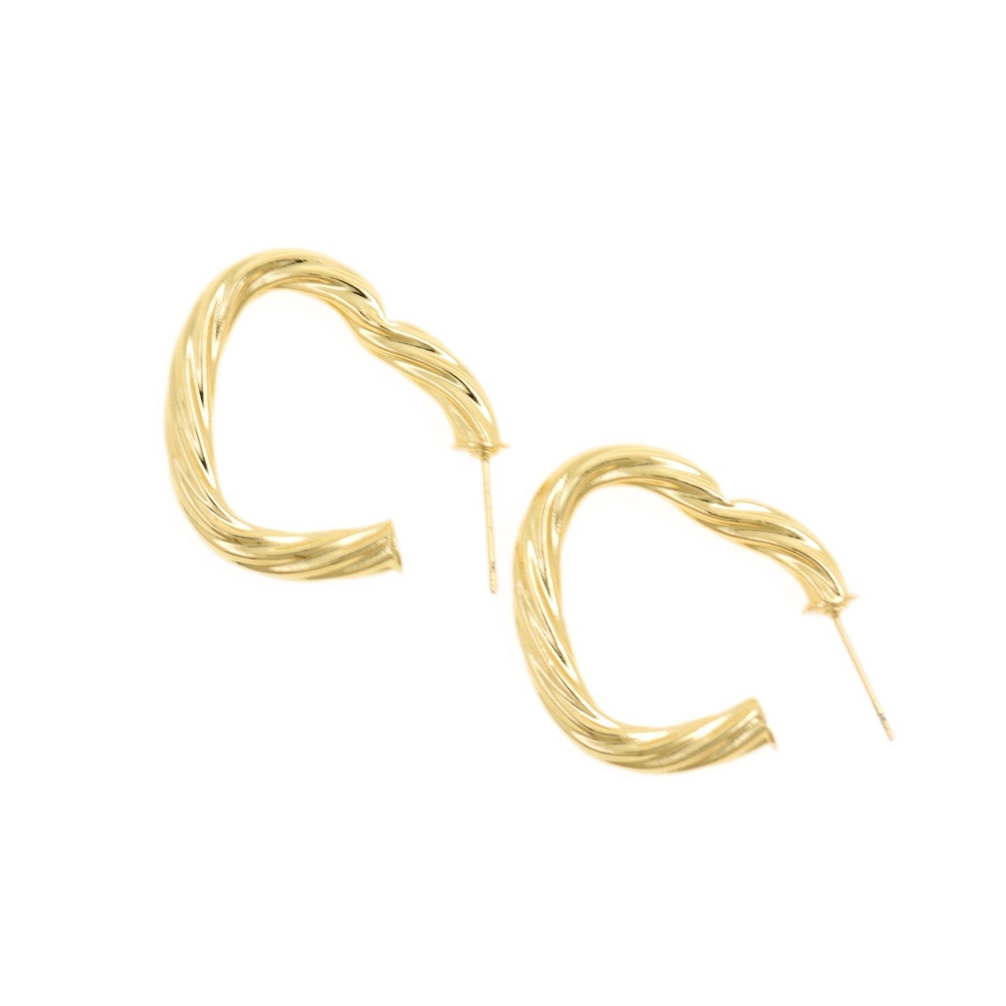 Stylish Gold Heart Twisted Stud Earrings 41.7x52.3mm