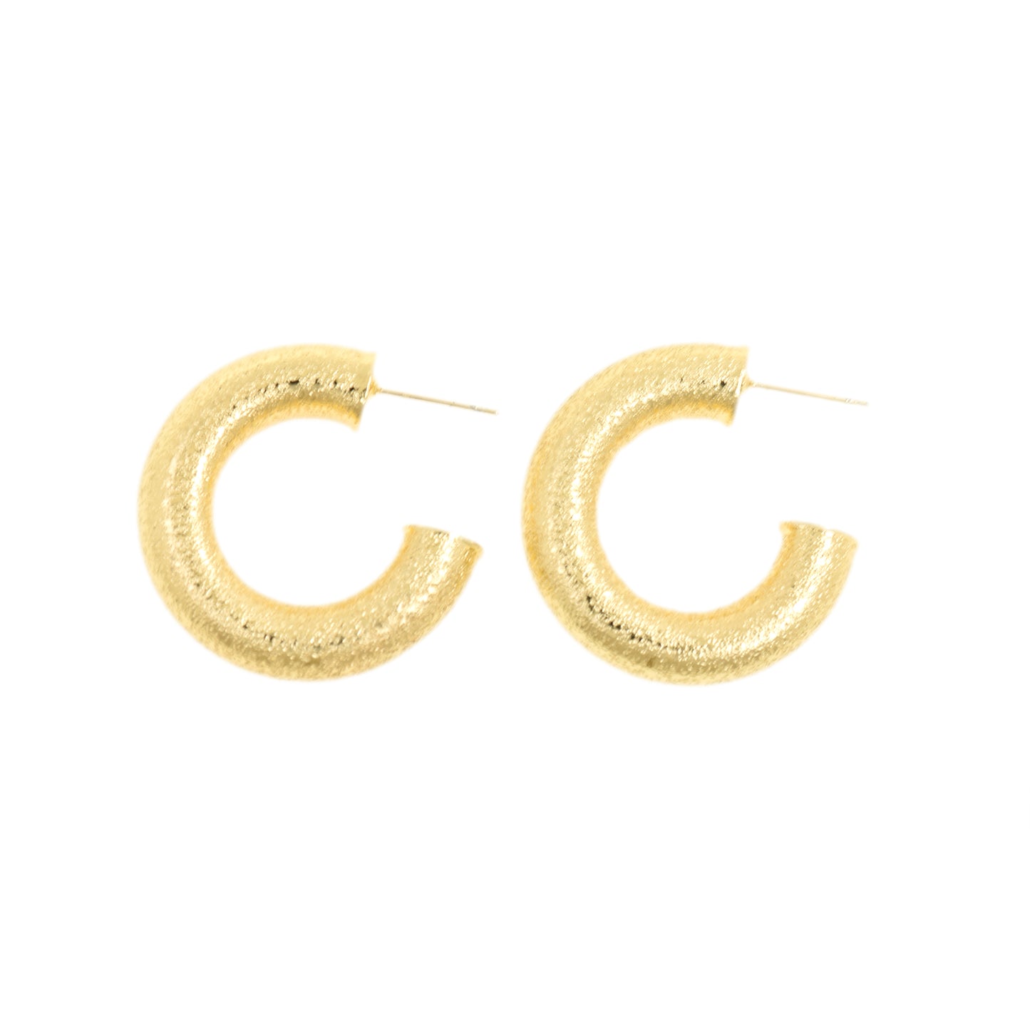 Textured Gold Semi-Circle Stud Earrings 41x43.6mm