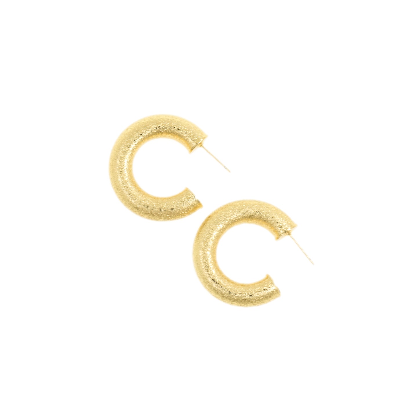 Textured Gold Semi-Circle Stud Earrings 41x43.6mm